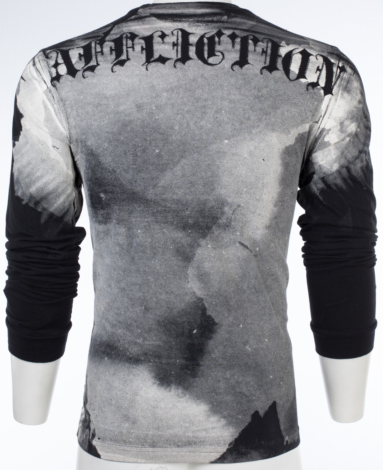 $78 AFFLICTION Black PUPPET MASTER Skull Long Sleeve Slim Fit Y2K T-shirt NWT