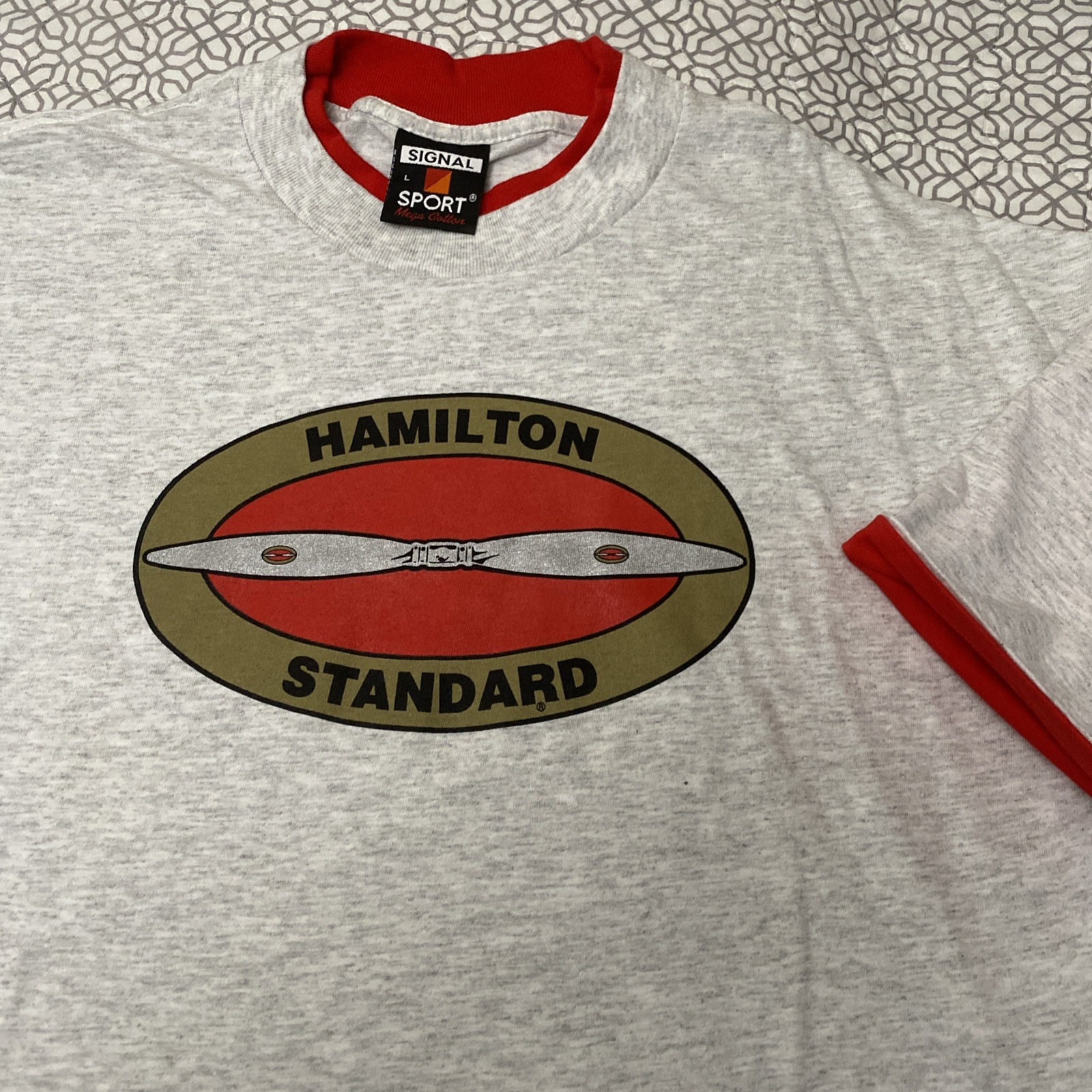 Vintage Signal Sport Hamilton Propeller T-Shirt Men’s L Mega Cotton Gray Large