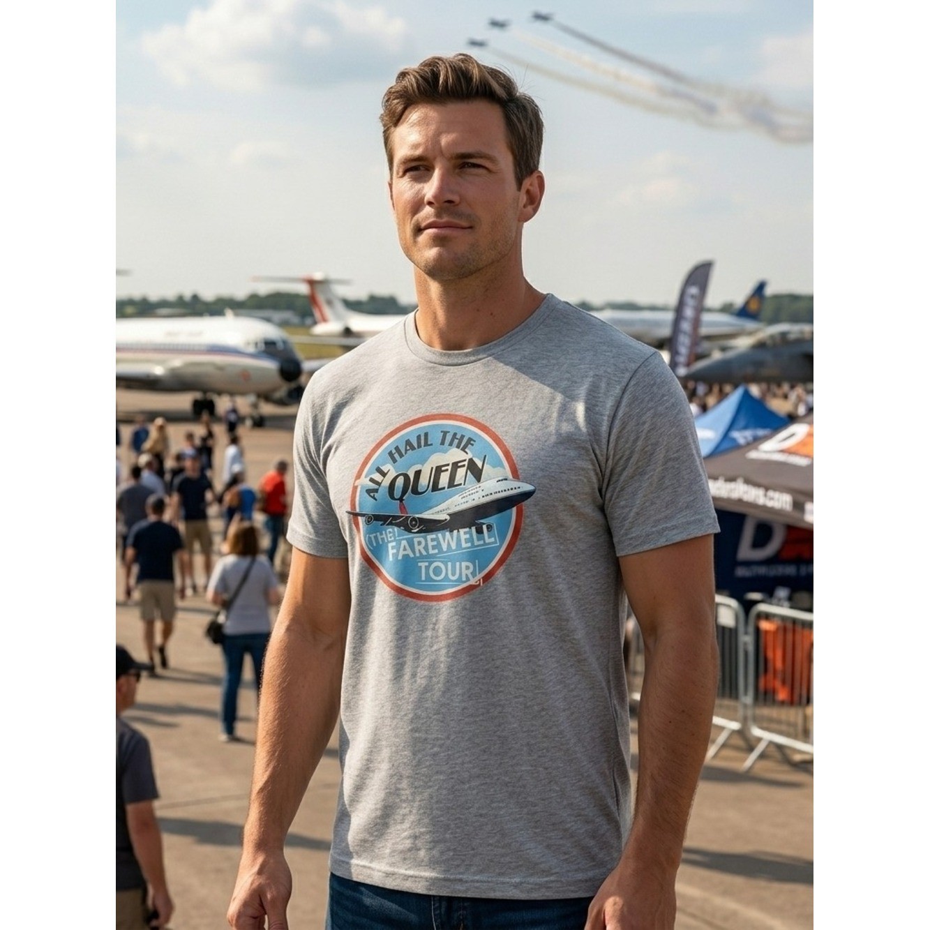 District Made Men’s Gray Delta Air Lines “All Hail The Queen” 747 Size XL