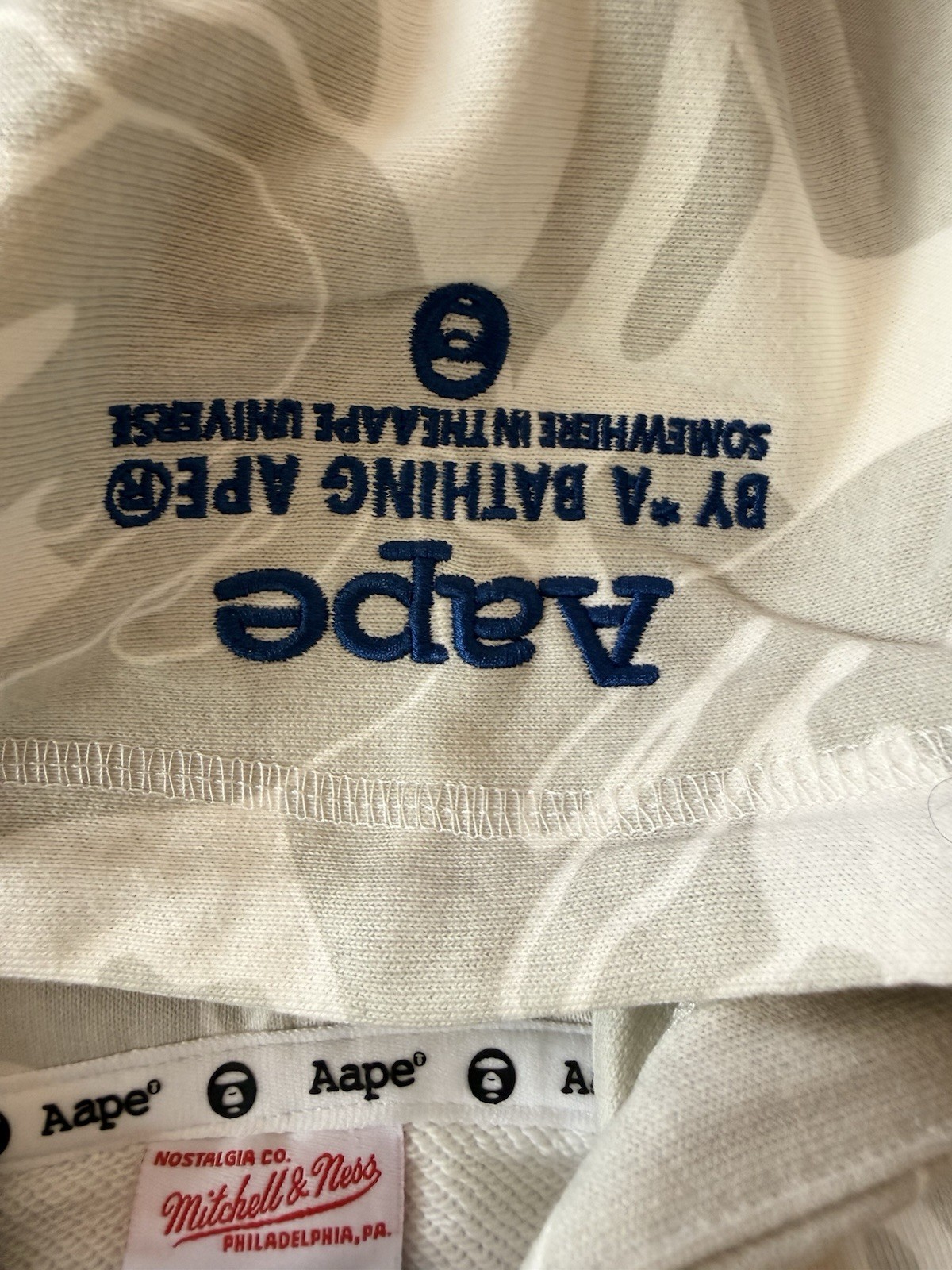 NEW Authentic Aape x NBA Mitchell & Ness WARRIORS Hoodie XL Bathing Ape BAPE