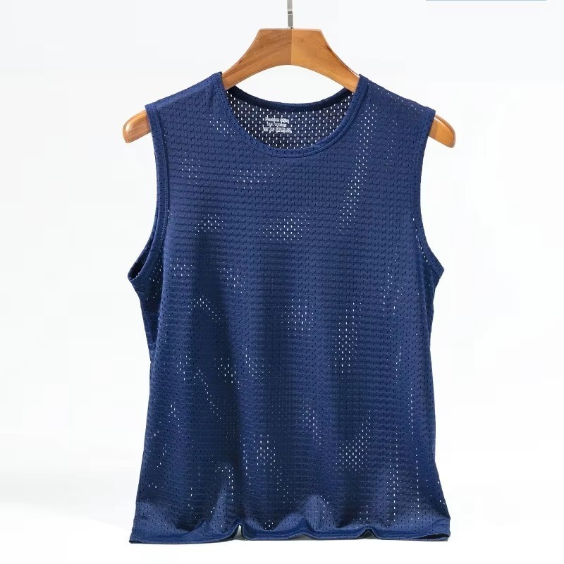 Men’s Ice Silk Mesh Tank Top – Breathable Gym Stringer Vest