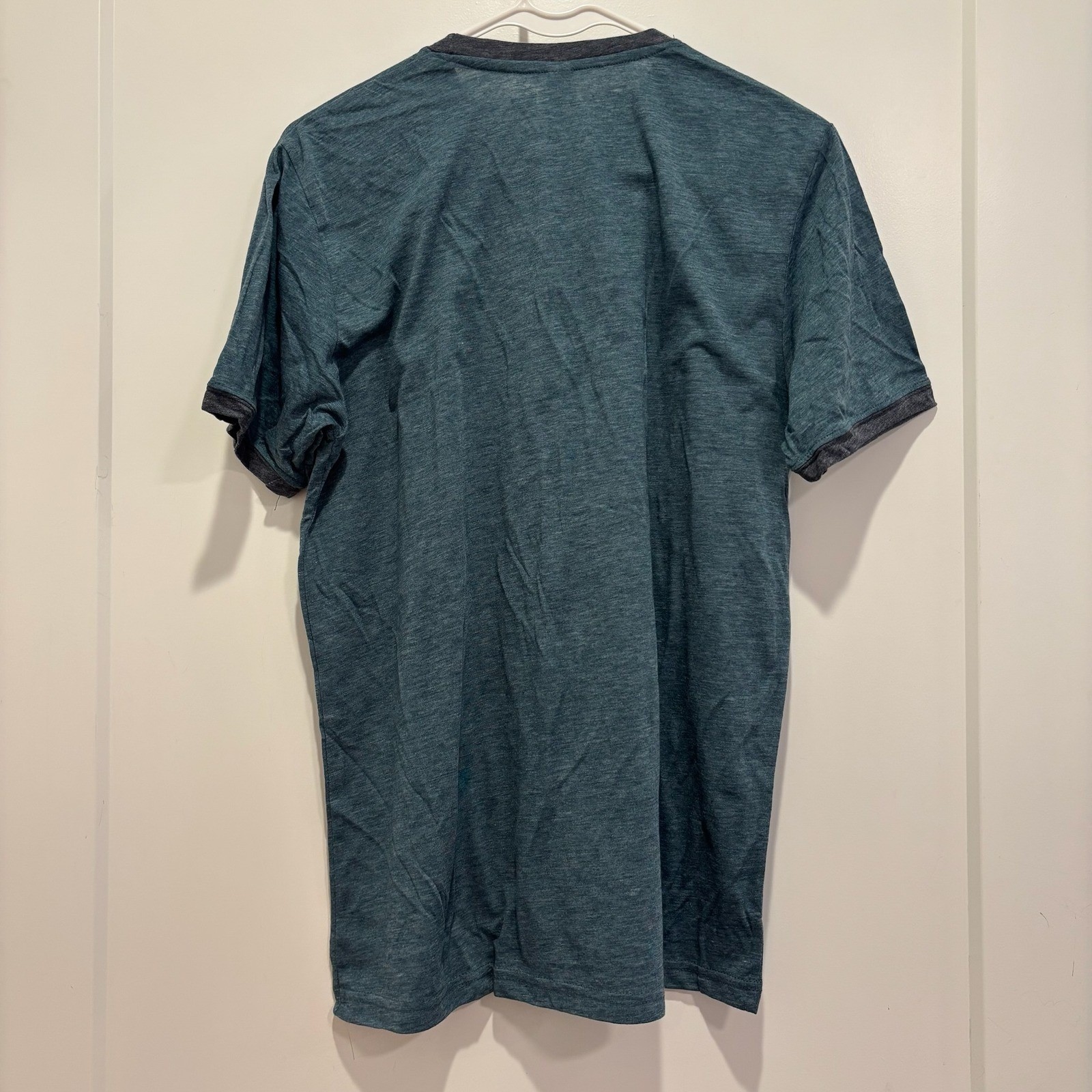 Next Level Apparel Mens Ringer T-Shirt Heather Teal Charcoal Grey Size L