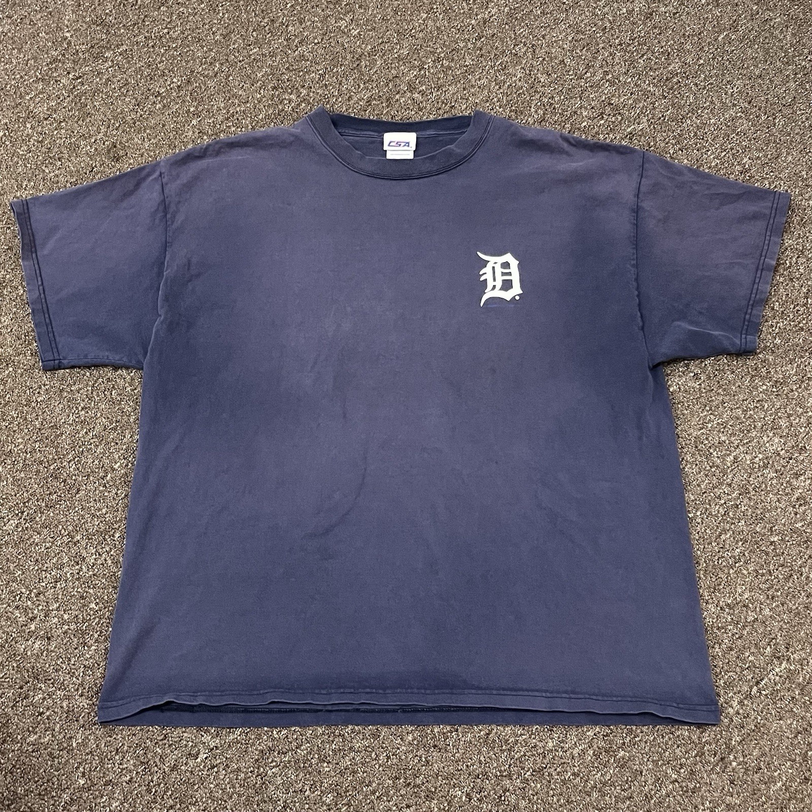 Vintage CSA Detroit Tigers T-Shirt Navy Men’s XL Faded Old English Graphic Logo