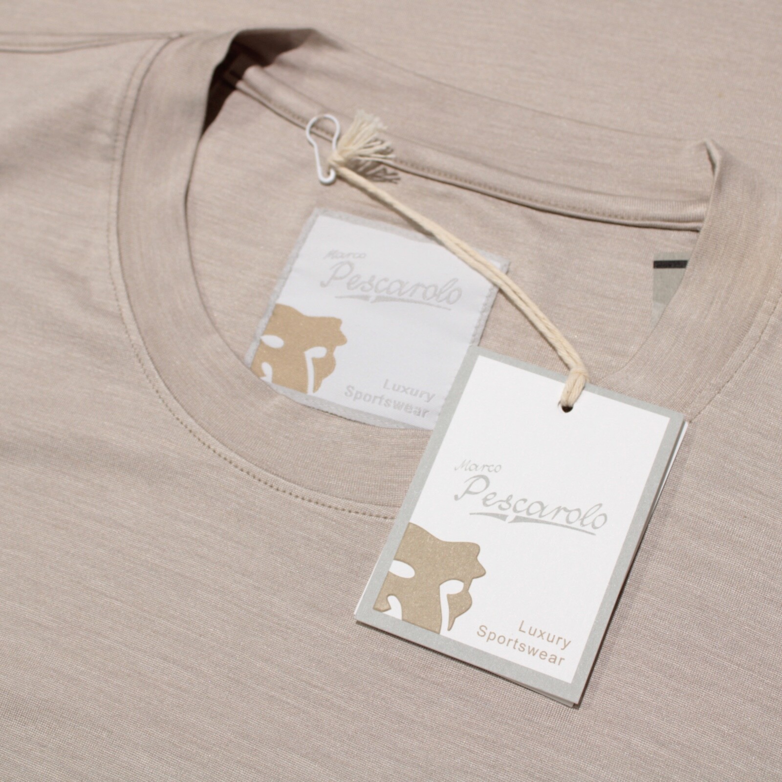 Marco Pescarolo NWT Short Sleeve T-Shirt Size 58 3XL US Solid Beige Silk Blend