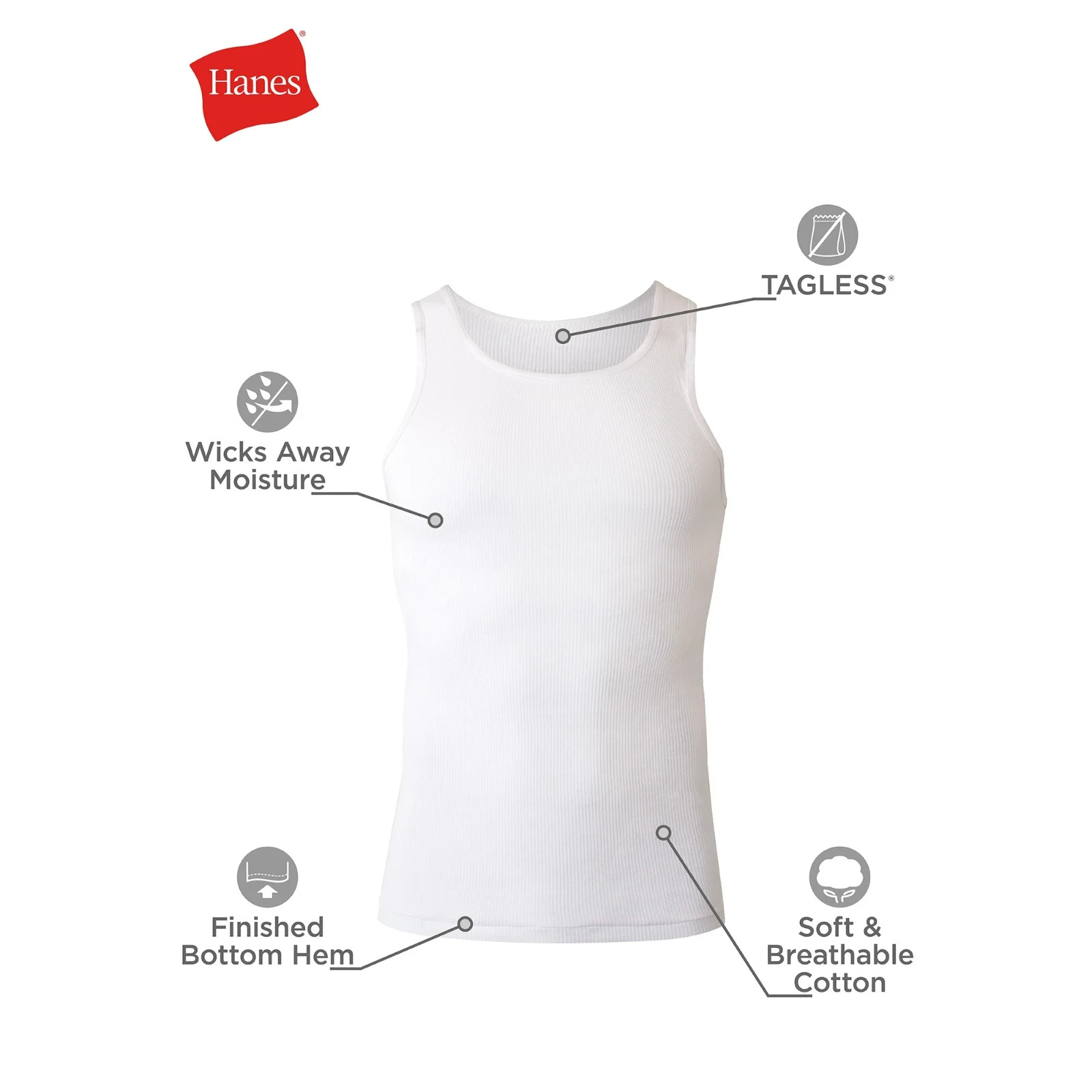 Hanes Men’s Tank Top Undershirt,Moisture-Wicking,Cotton Ribbed Tanks 1 DAY ship