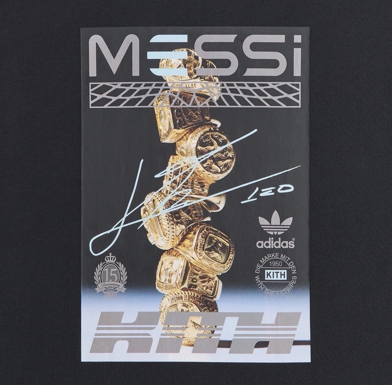 KITH & MESSI FOR ADIDAS FOOTBALL GRAPHIC TEE RINGS SIZE XL