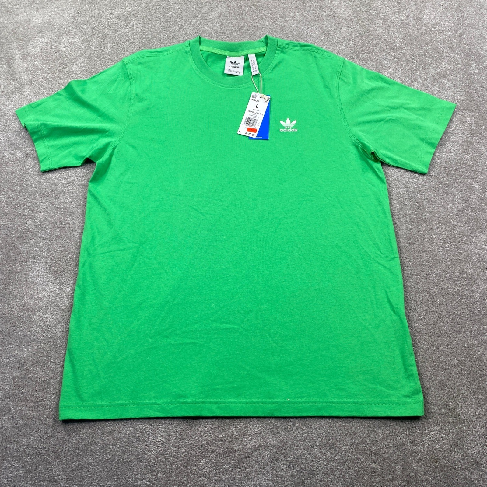 Adidas Mens Trefoil Ess Tee T Shirt Energy Green Logo Size L New