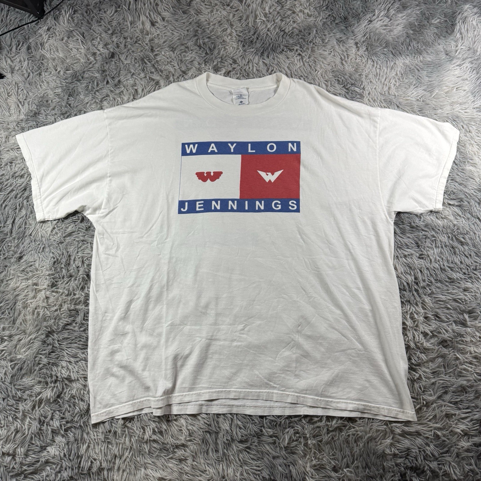 2001 Tommy Hilfiger Waylon Jennings TShirt 2XL White Country Music Tour Tee Rare