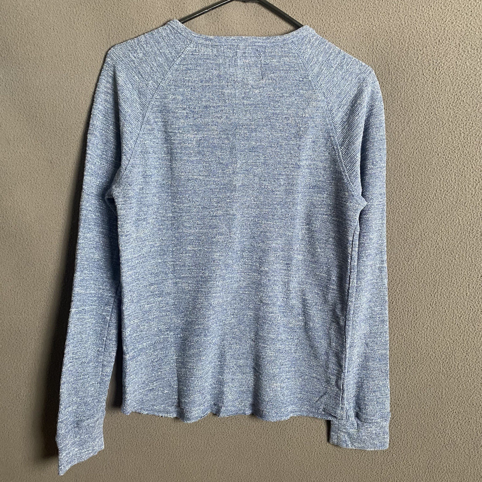 Lucky Brand Mens Henley Shirt Small Blue Heathered Button Placket Texture Lounge