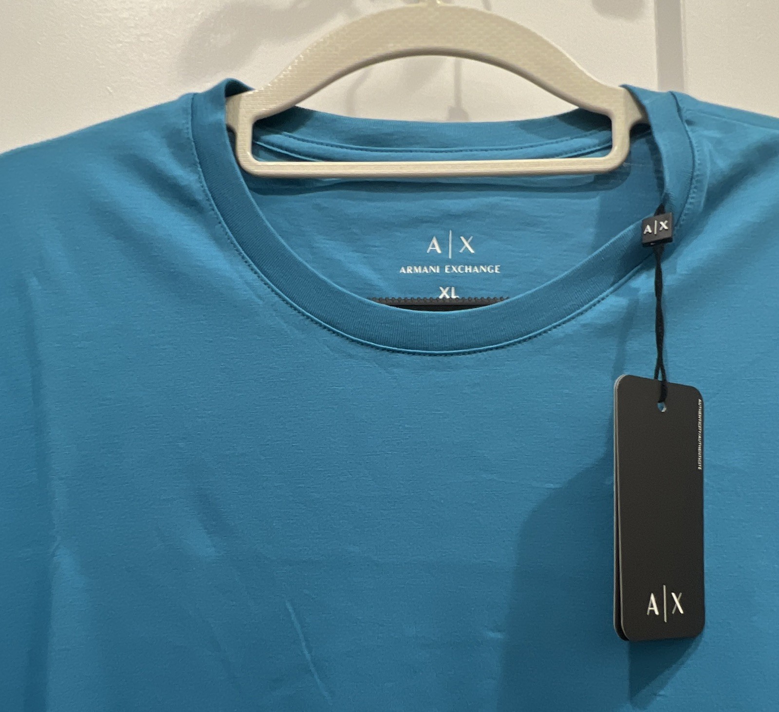 Armani Exchange Men’s Blue Solid Logo Short Sleeve Crew Neck T-Shirt Size XL