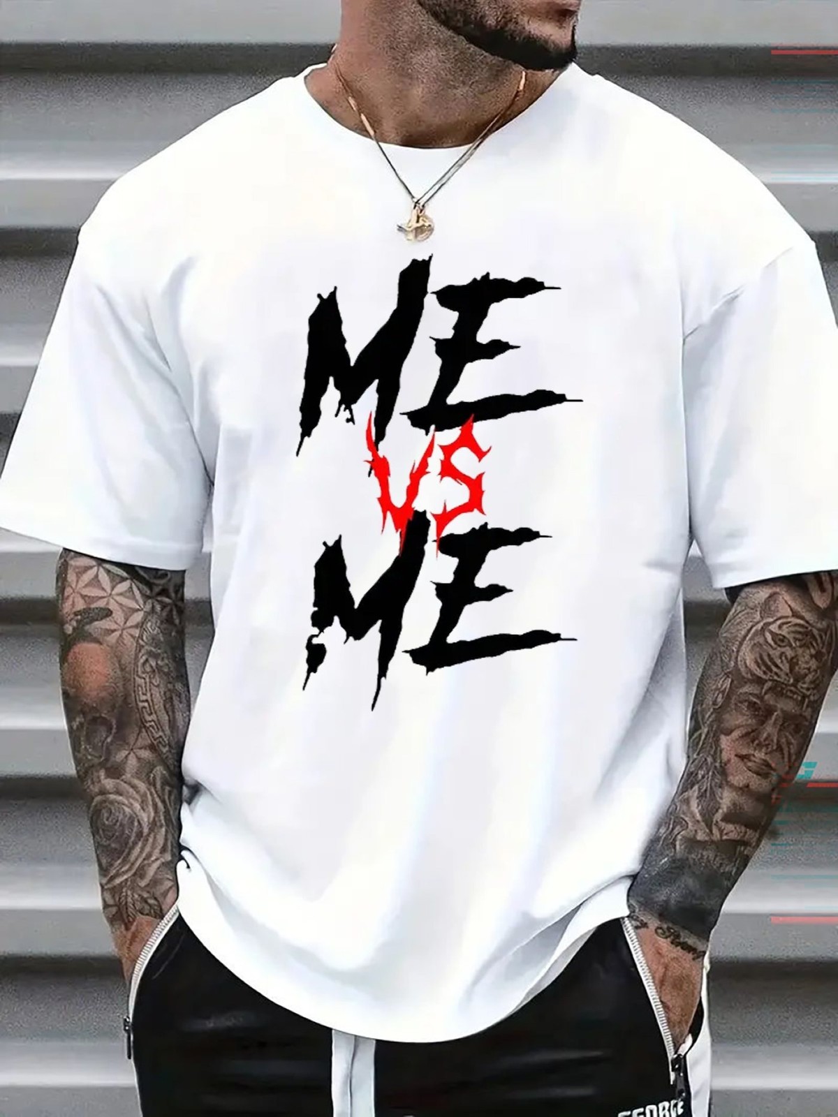 Me Vs Me Edgy Typography Tee – Motivational Streetwear Graphic Shirt