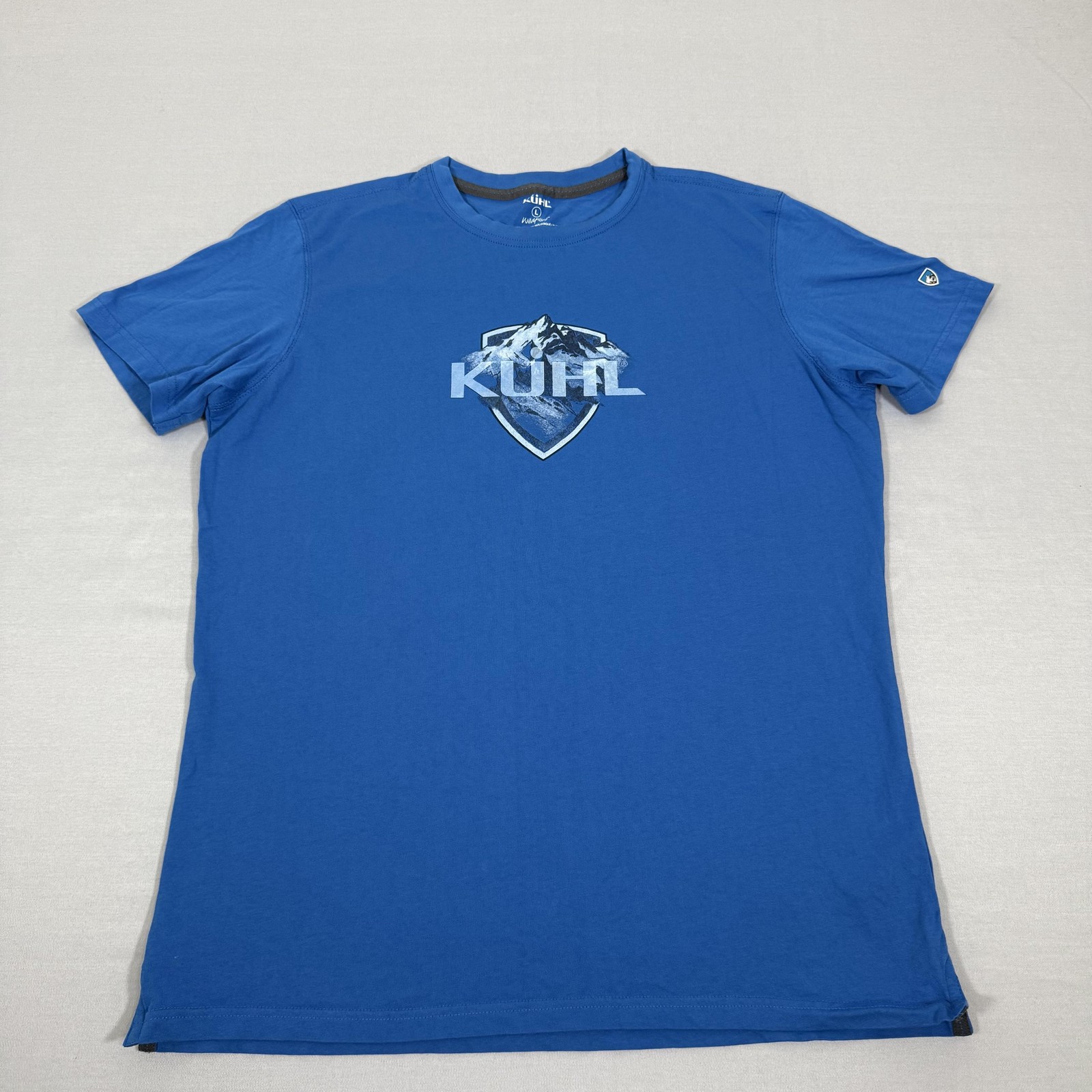 Kuhl Shirt Mens Large Blue Wildfibre Organic Cotton Tee Outdoor Hike Climb
