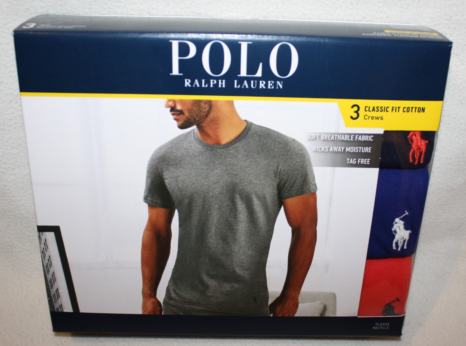 Polo Ralph Lauren Crew Neck size XLARGE T-Shirts Classic Fit 3 Pack Cotton $49