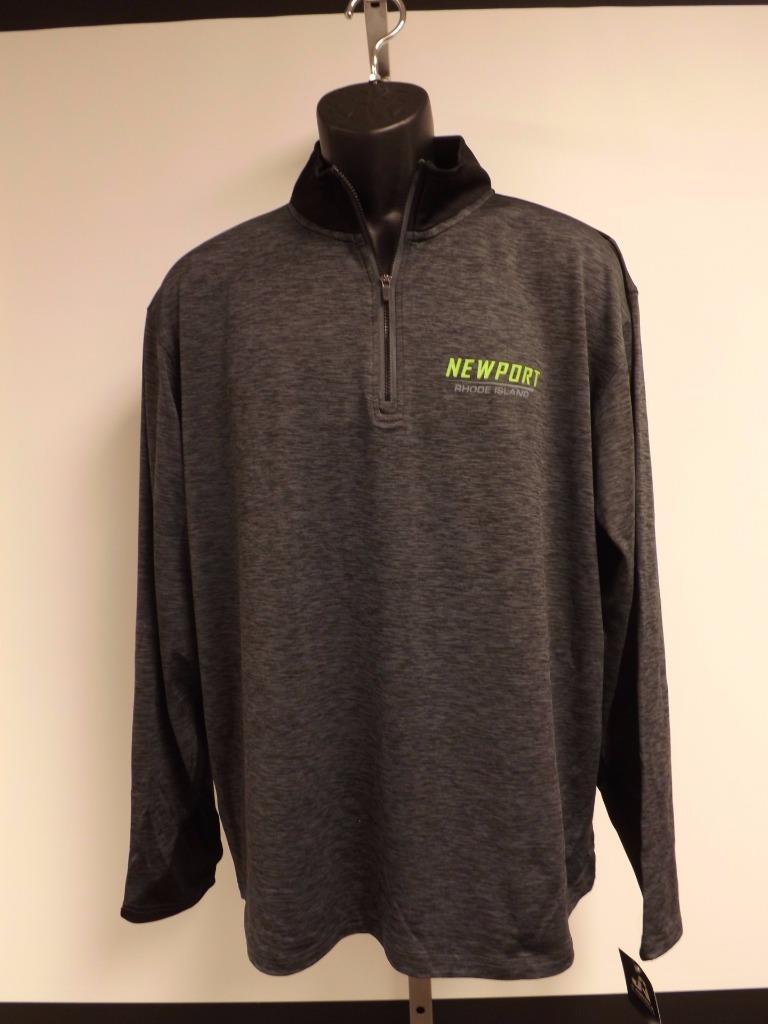 New Newport Rhode Island Adult Large L Grey/Black 1/4 Zip Performance Shirt