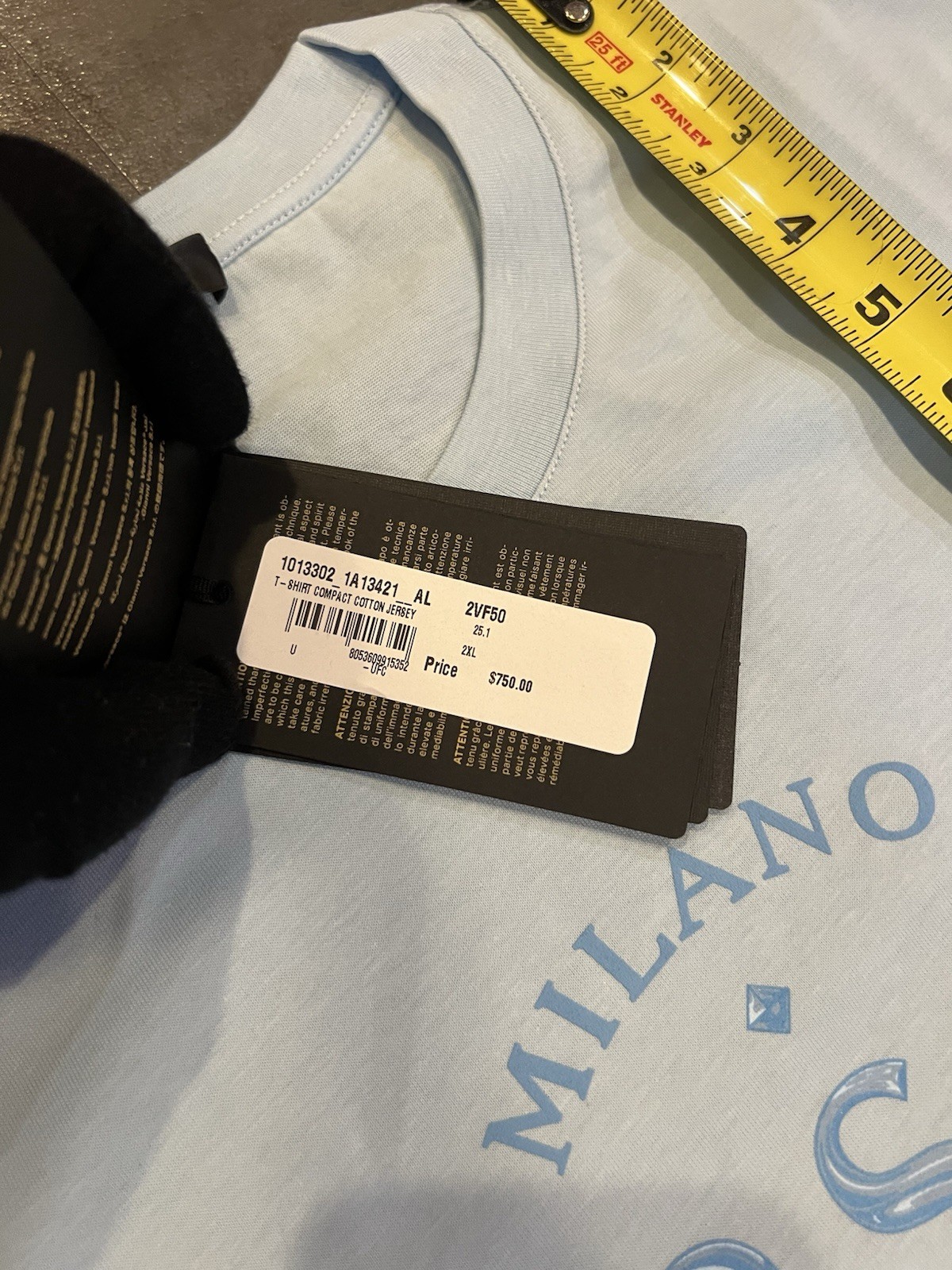 $750 RARE Versace Men’s Logo Cotton Jersey T-Shirt Pastel Blue XXL