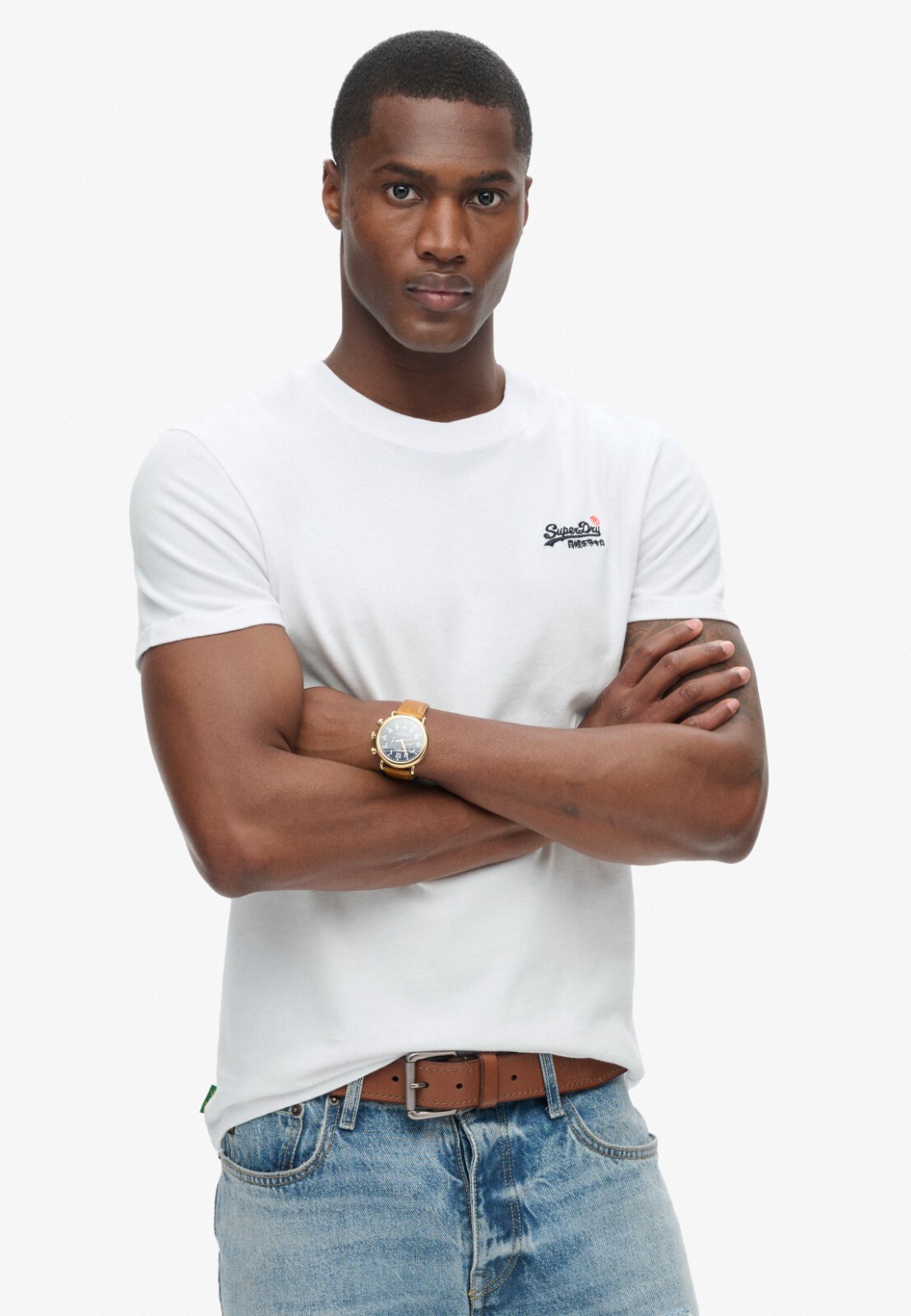 Superdry T Shirt Crew Neck Short Sleeve Contrast Emb Tee Black White Navy Blue