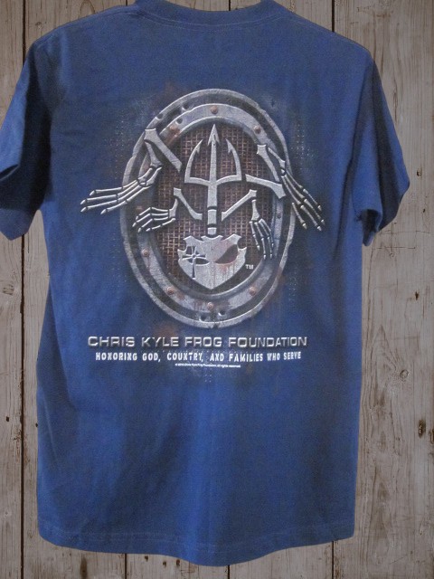 NWT – CHRIS KYLE Frog Foundation Logo Adult S Double-Sided Blue S-Sleeve Tee