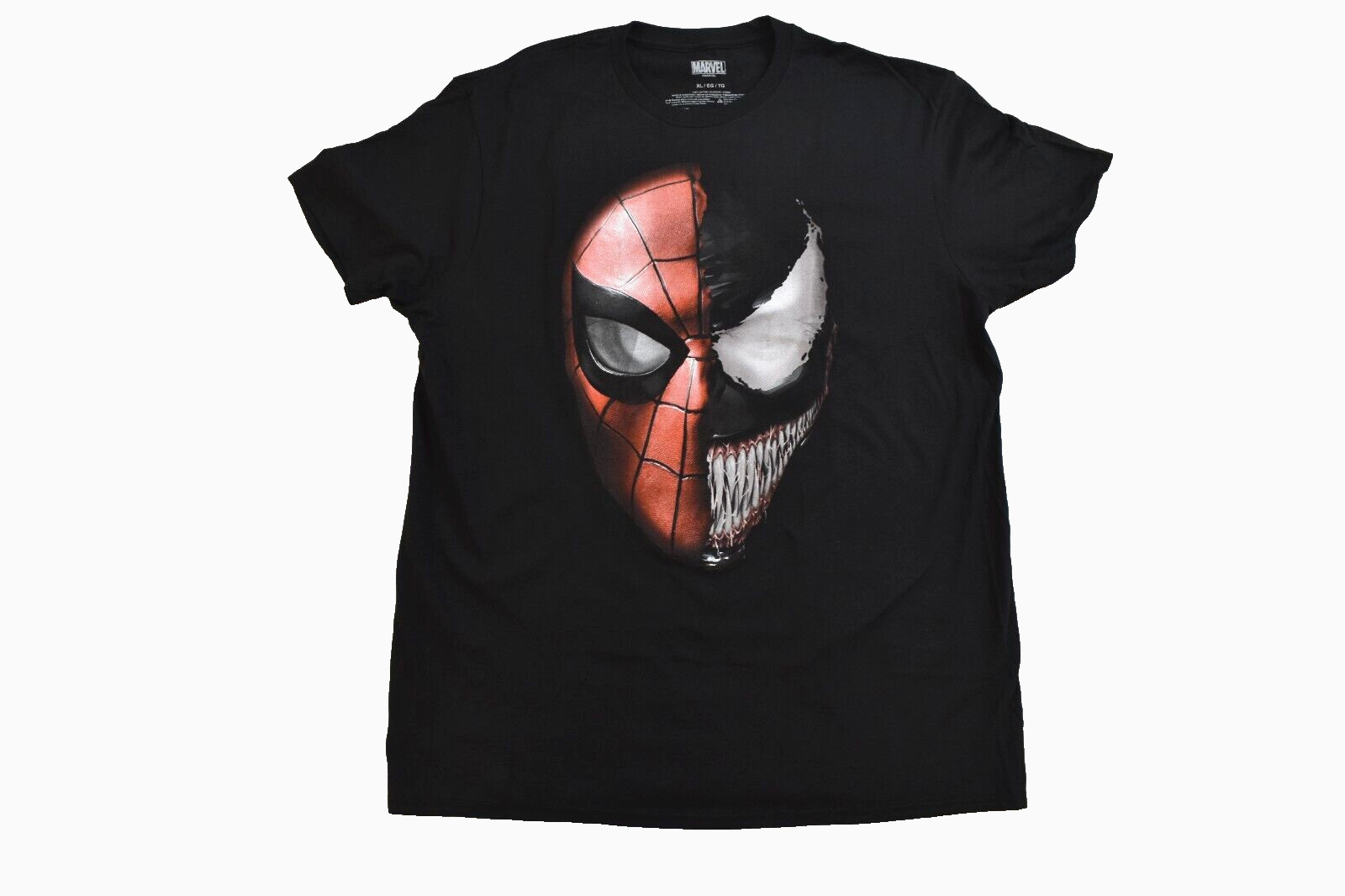 Marvel Mens Spider-Man Spiderman & Venom Split Spidey Faces Shirt NWT XL