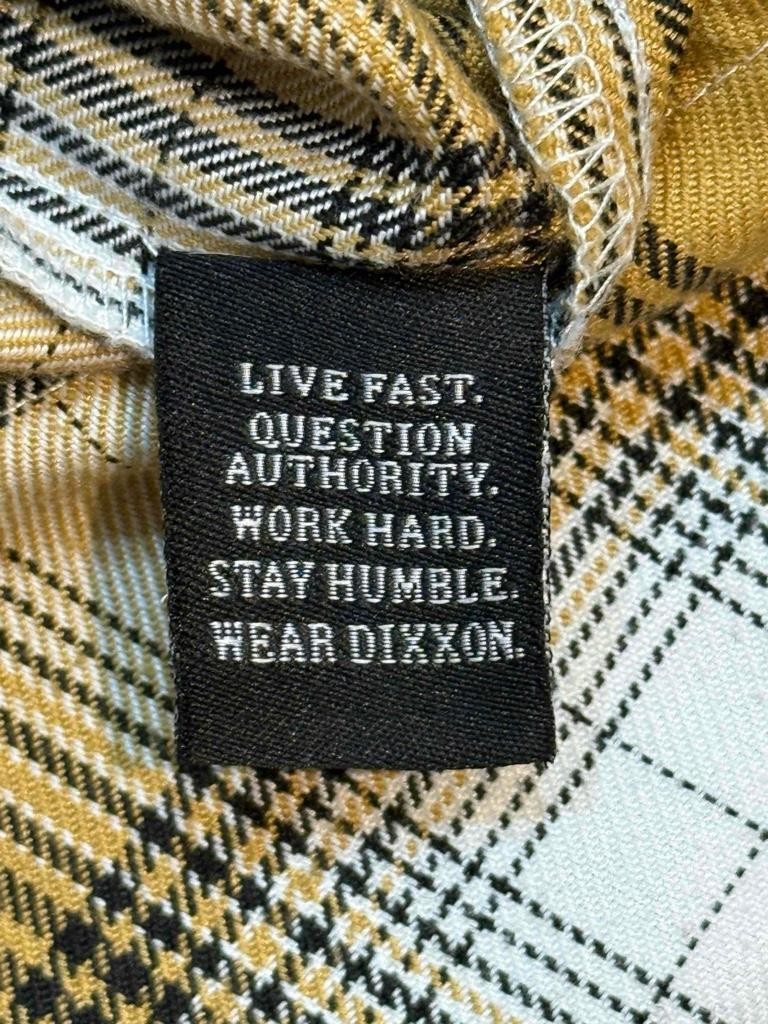 DIXXON Lager Flannel Men 2XL XXL Brown Plaid Pleated Button Up Biker Brew