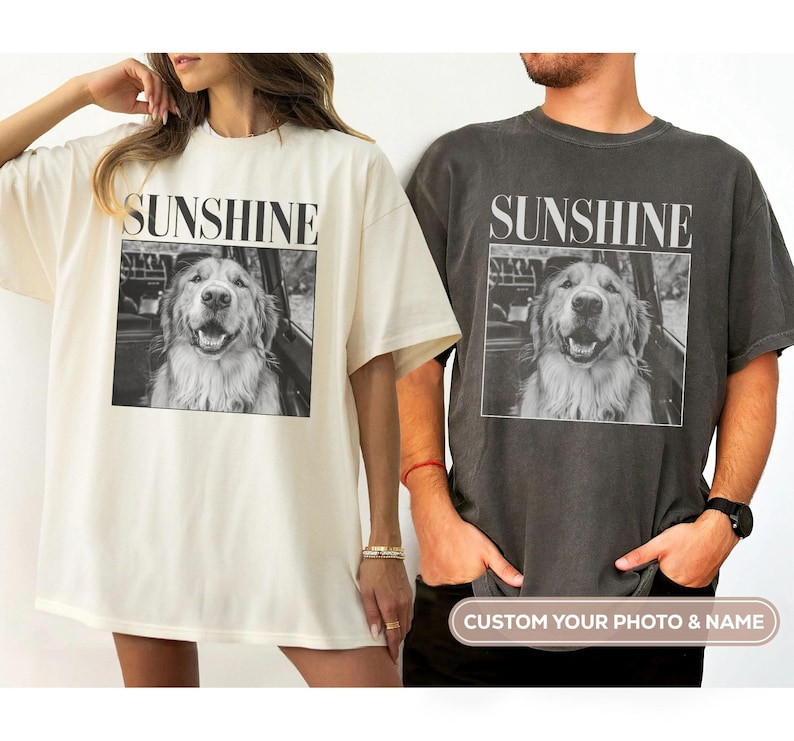 Custom Pet Photo Vintage Retro Shirt Personalized Dog Cat Mom Gift
