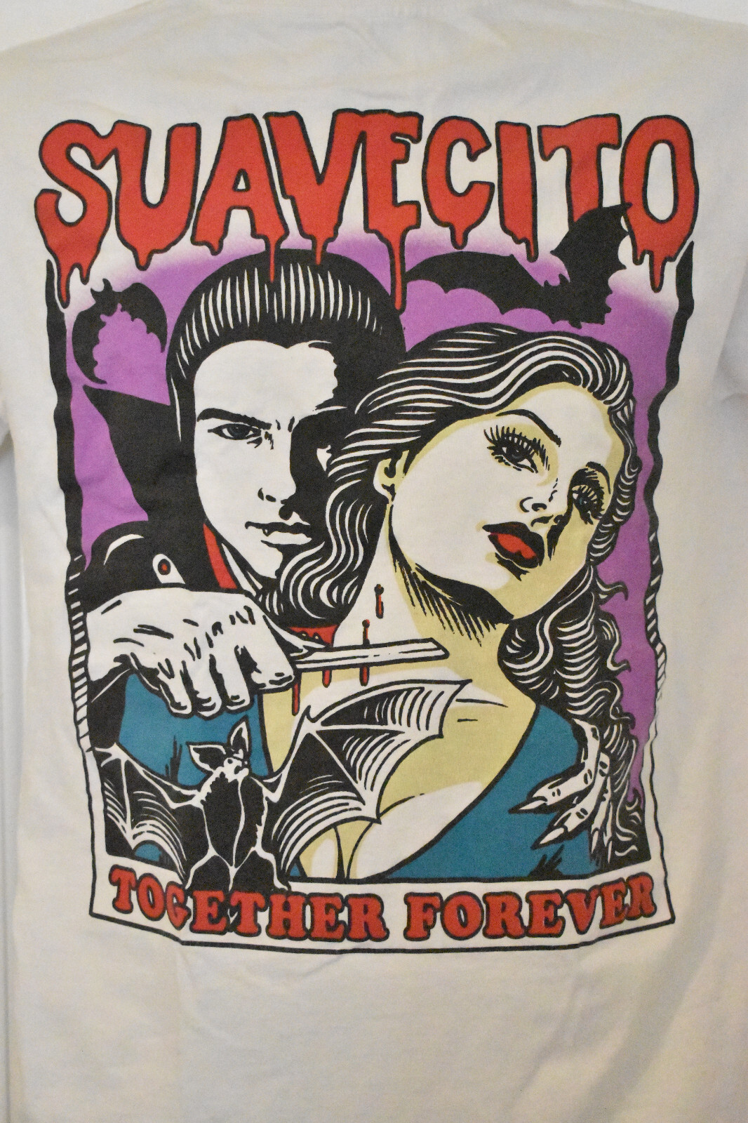 Suavecito Together Forever Dracula White T Shirt Size S