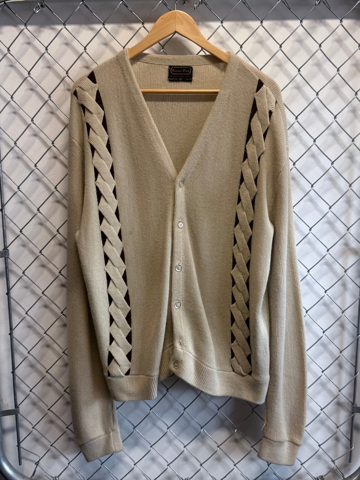 Vintage 70’s Career Club Virgin Acrylic Knit Cardigan Size Large