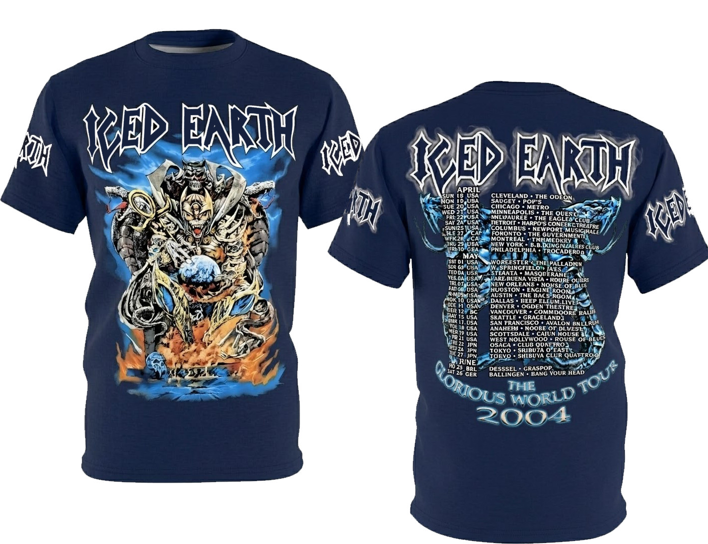 Rare 2004 Glorious World Tour By Iced Earth Band 3D T-shirt S to 5XL 2F2049
