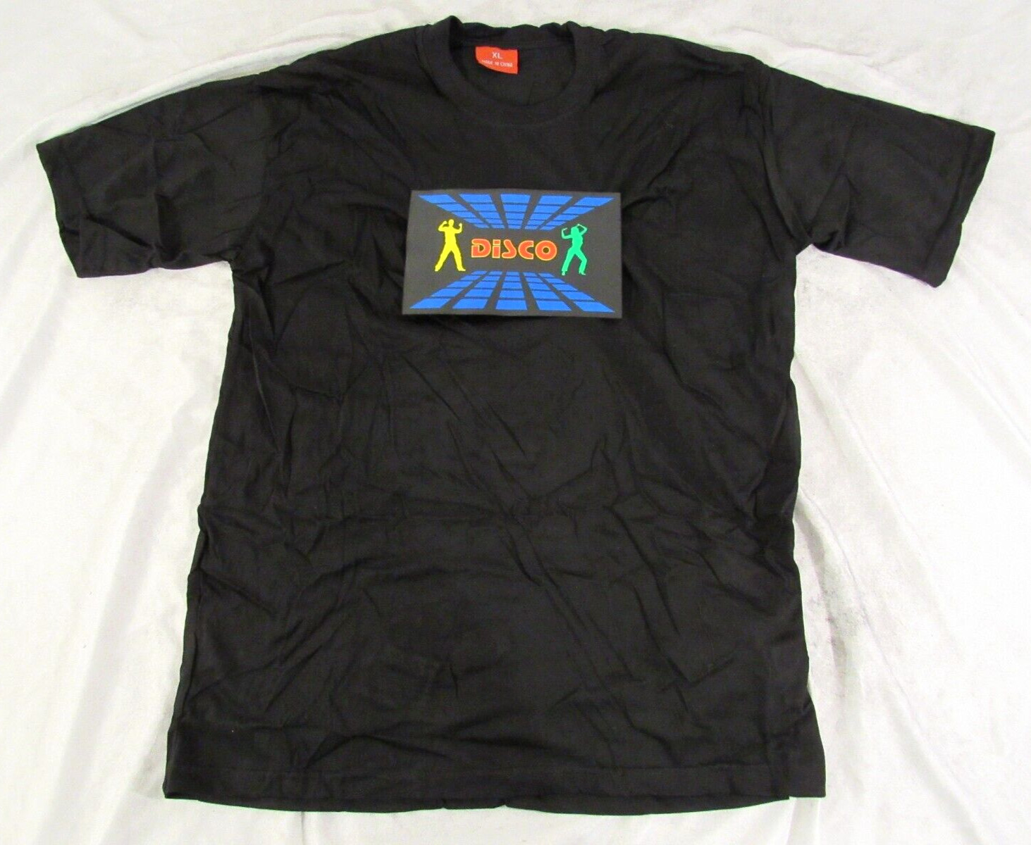 New Sound Activated Light Up Flashing LED DISCO Dance Party Black XL Rave TShirt