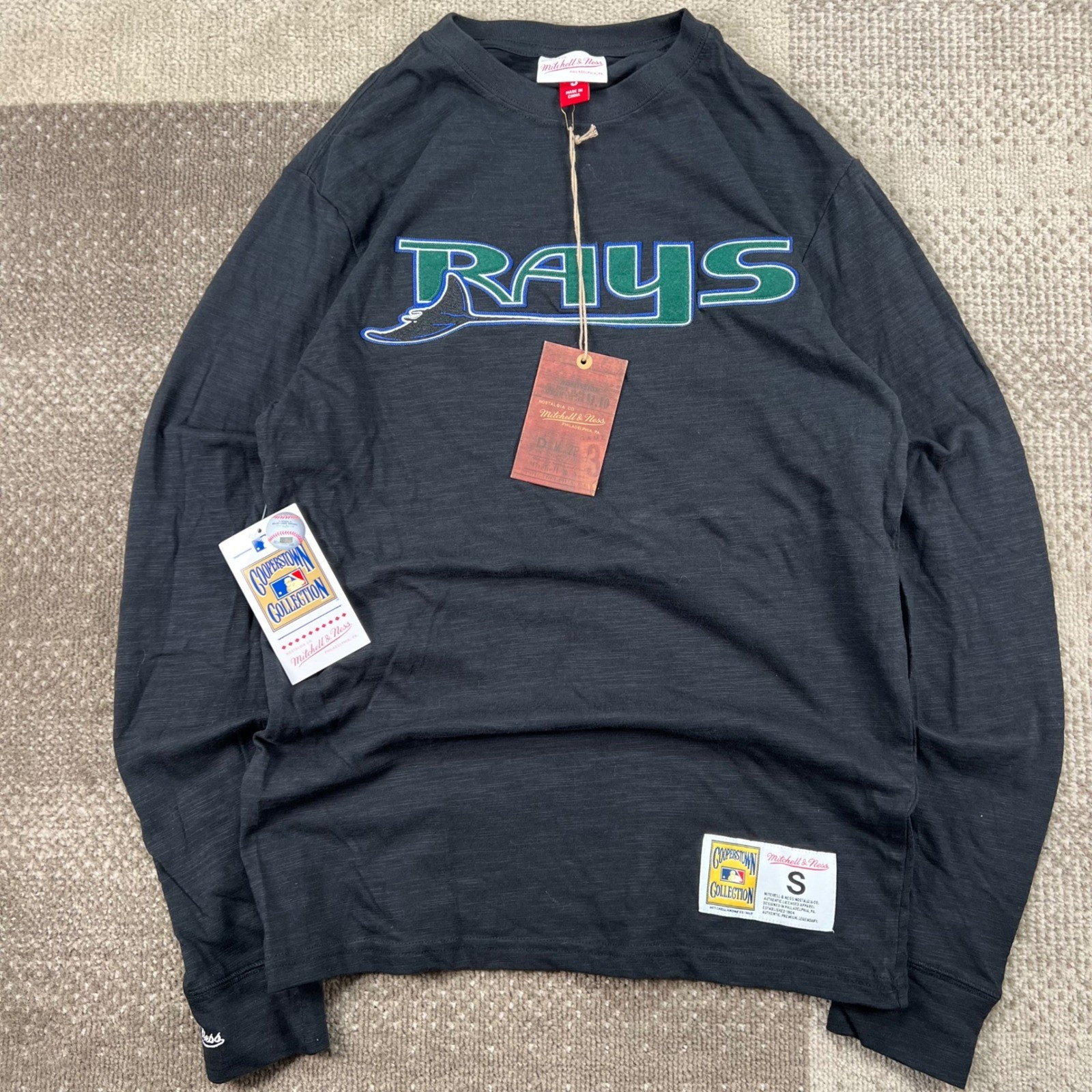 NWT Mitchell & Ness Tampa Bay Rays MLB Legendary Slub Long Sleeve Shirt Mens S