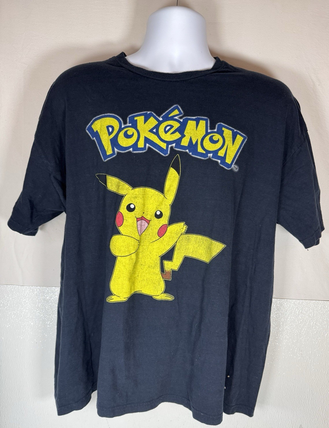 Pokemon Pikachu Men’s Nintendo Game Tee T-Shirt XXL Distressed Navy