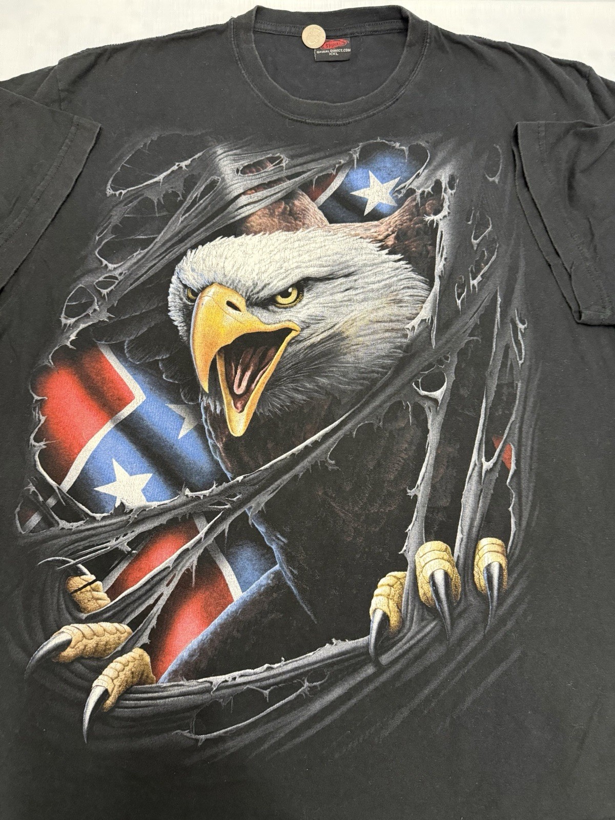 Spiral Direct Eagle Skull Graphic T-Shirt XXL Black Double Sided Gothic Biker