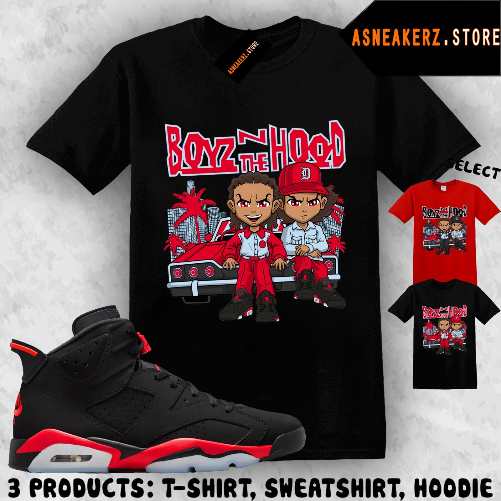 Tee Shirt Matching AJ 6 Infrared Salesman 2026 Match Sneaker The Boondocks Boyz