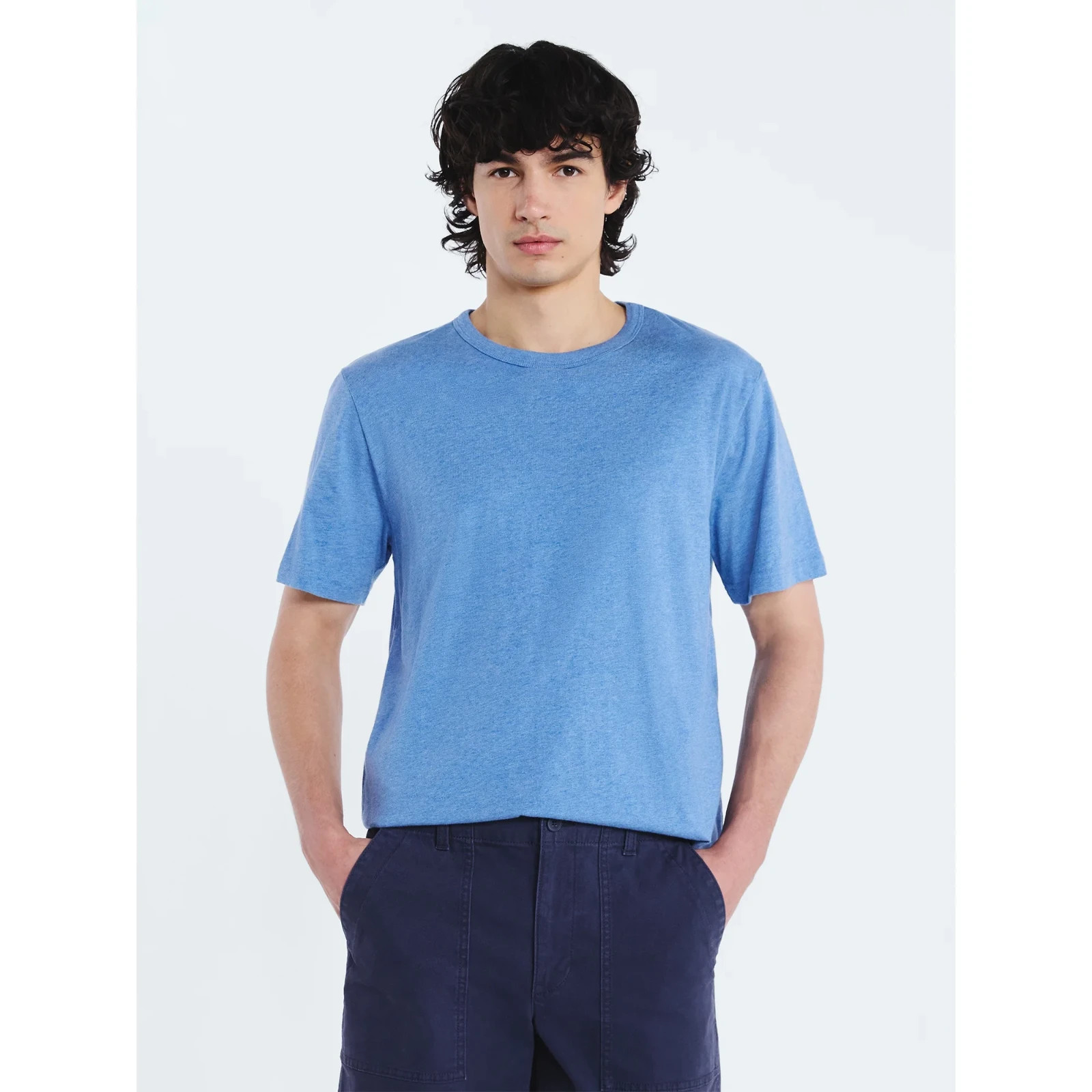 FREE ASSEMBLY Mens Organic Cotton Tee T-shirt Medium Blue Short Sleeves NWT