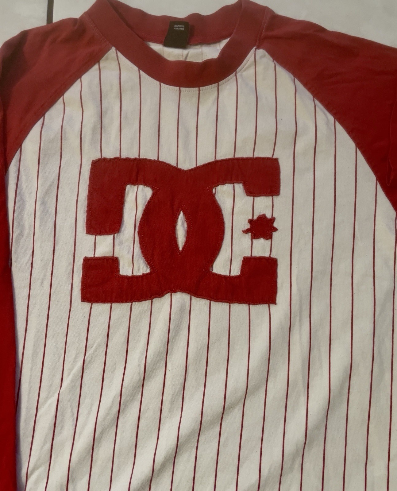Rare Vtg 90 Y2K DC Shoe Co USA Embroidered Logo Raglan Baseball Skate Jersey L