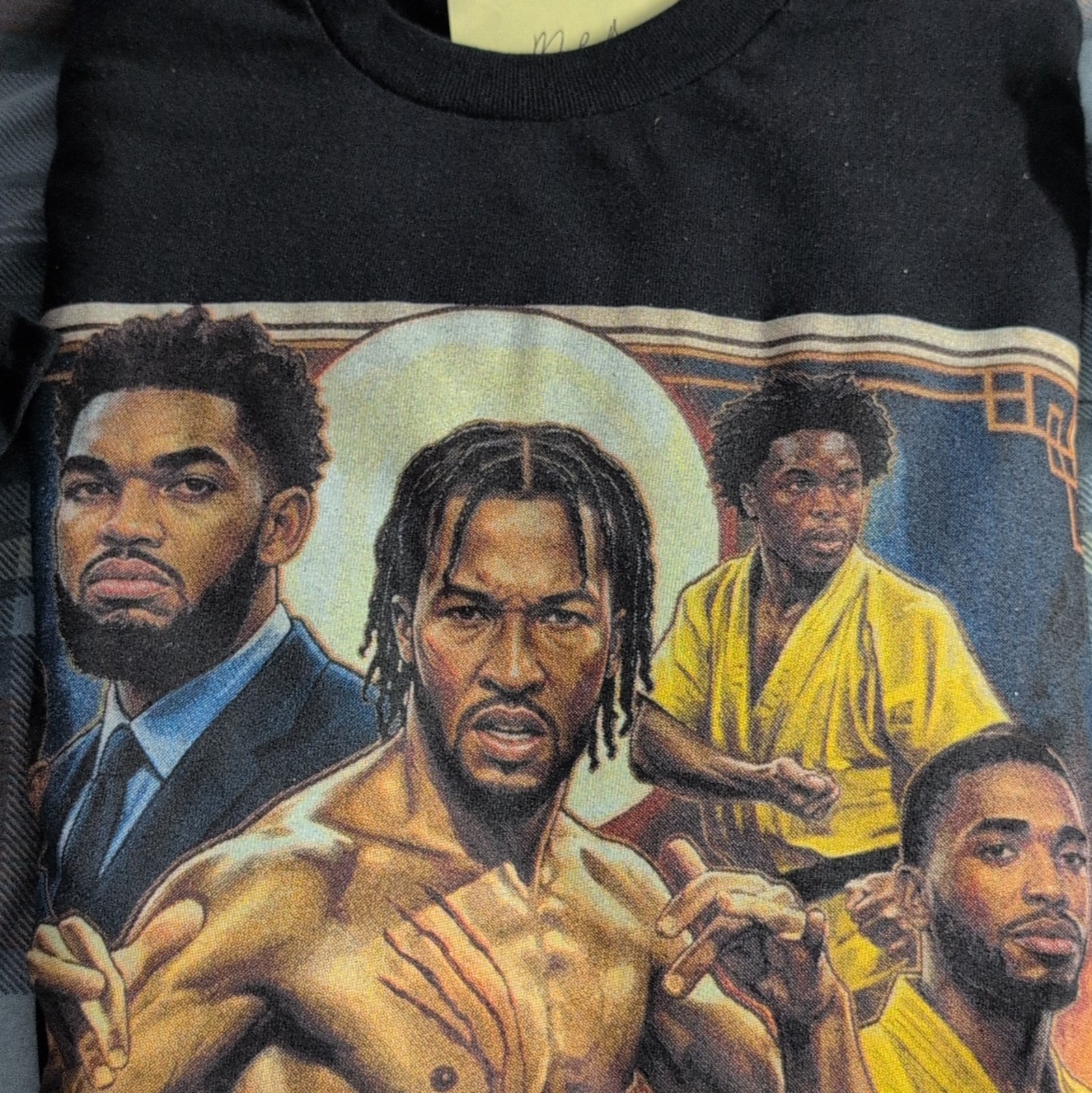 Black Graphic Print Crew Neck Men’s Illustrated Boxer/Fighter T-Shirt
