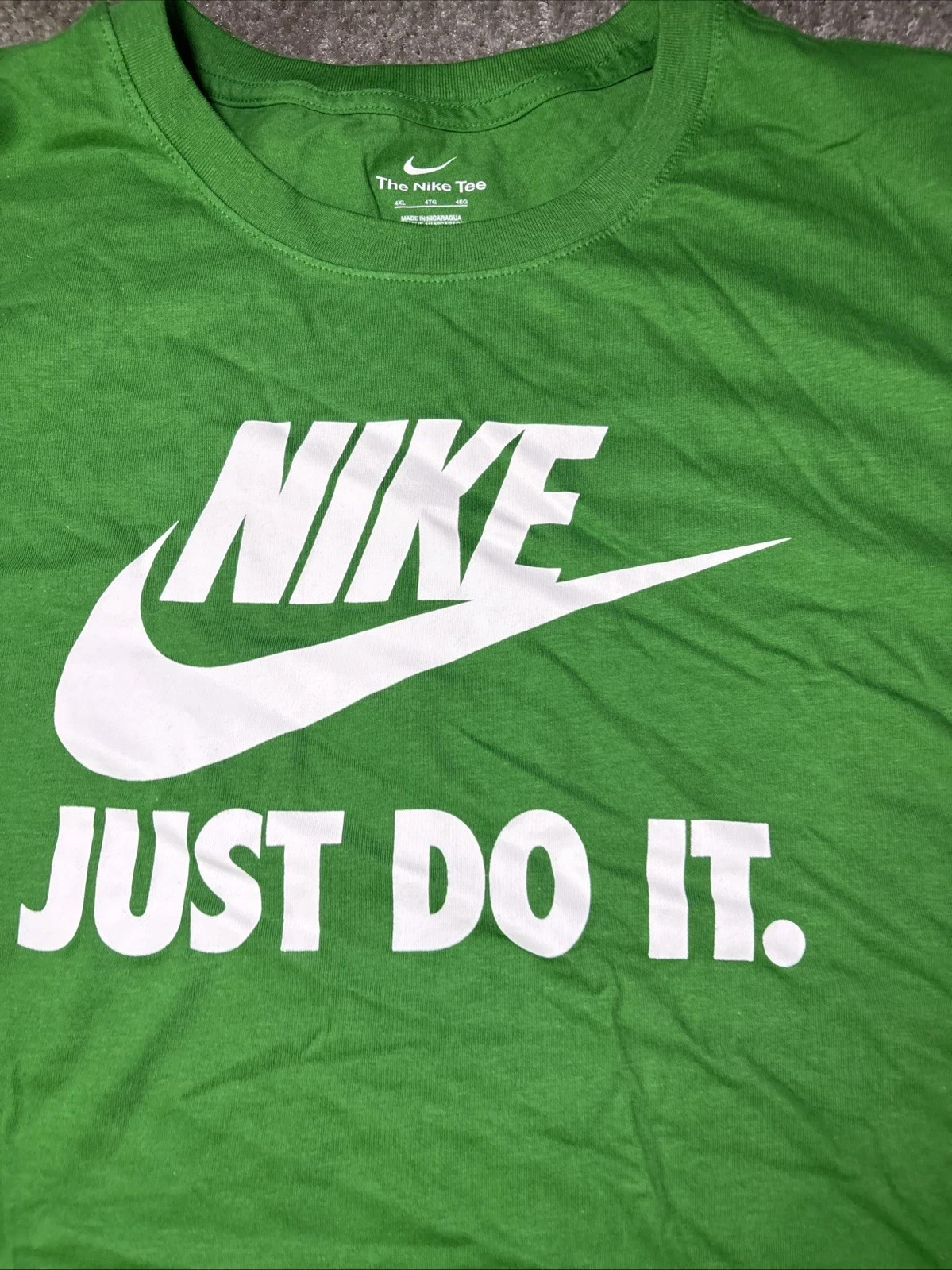 NIKE GREEN MEN’S “JUST DO IT” 100% COTTON S/S T-SHIRT SZ: 4XL 4X NWT DR0512-374