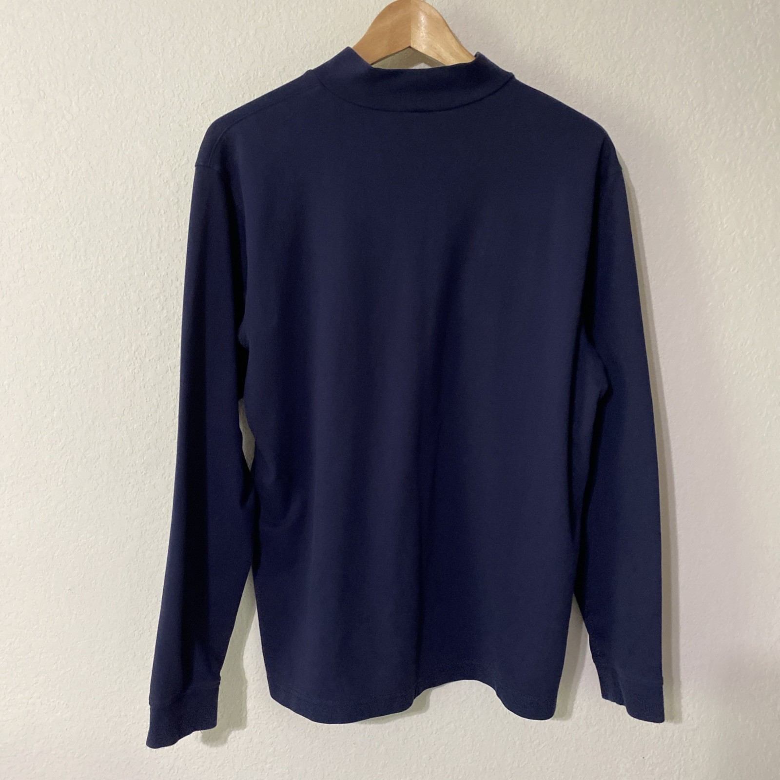 Eddie Bauer Navy Blue Mock Neck T Shirt Men’s L Casual Classic Cotton Layers