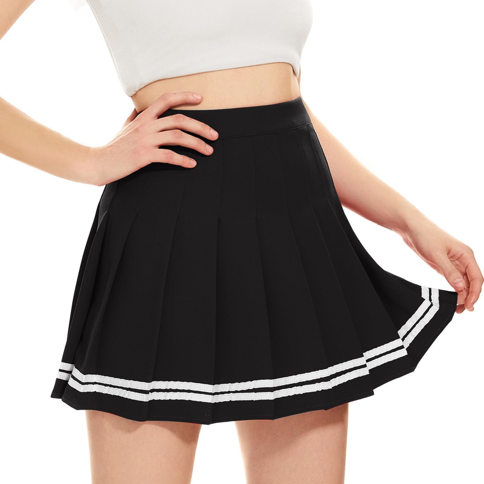 Women Pleated Skirt A-Line Short Mini Basic Skirt School Uniform Cheerleader …