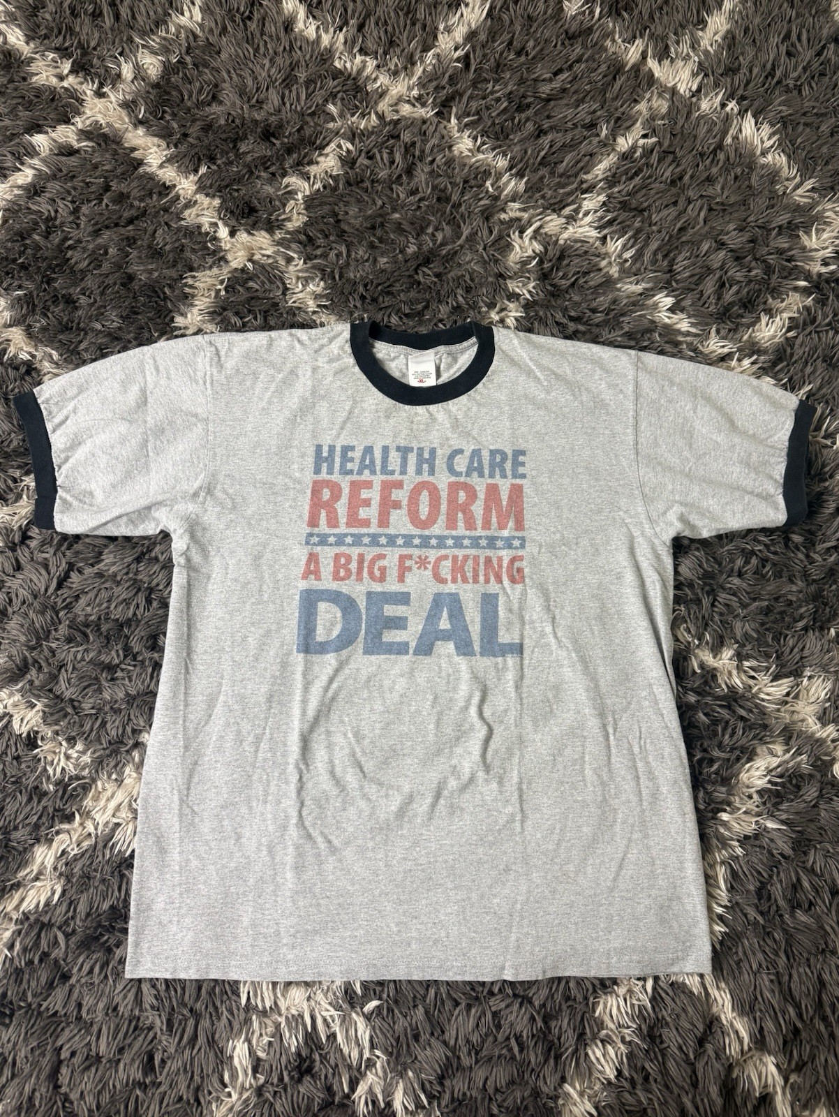 Vintage Political T Shirt Men’s XL Health Care Reform Gray Short Sleeve
