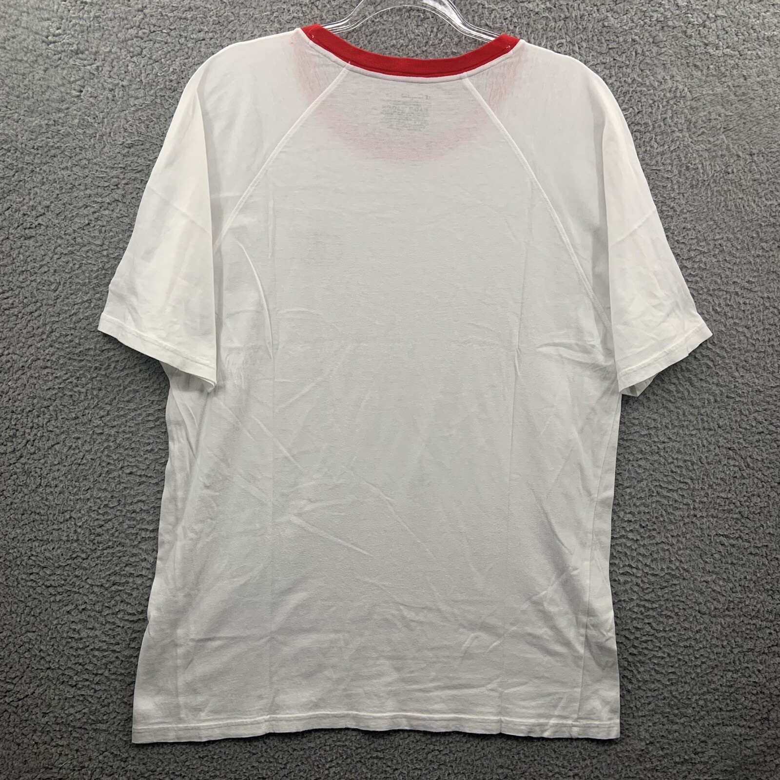 Champion Shirt Mens Large White Red Blue Logo Pullover Short Sleeve Crew Neck