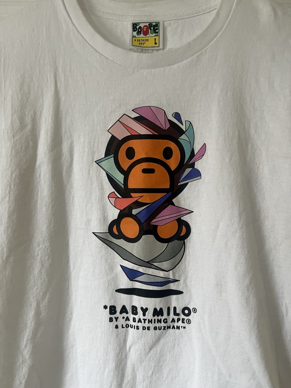 A Bathing Ape BAPE Baby Milo Graphic Logo Crew Neck Cotton Jersey Tee Men’s L