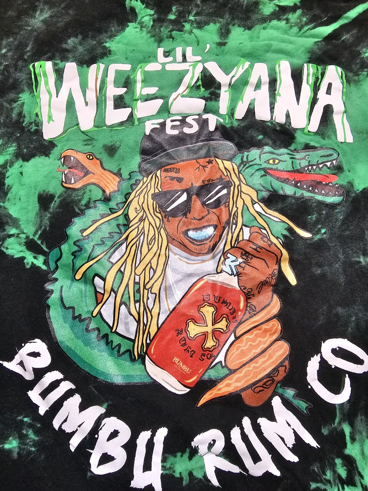Lil Wayne Lil Weezyana Fest Bumbu Rum Co Shirt M For Staff Only Tie Dye Hip Hop