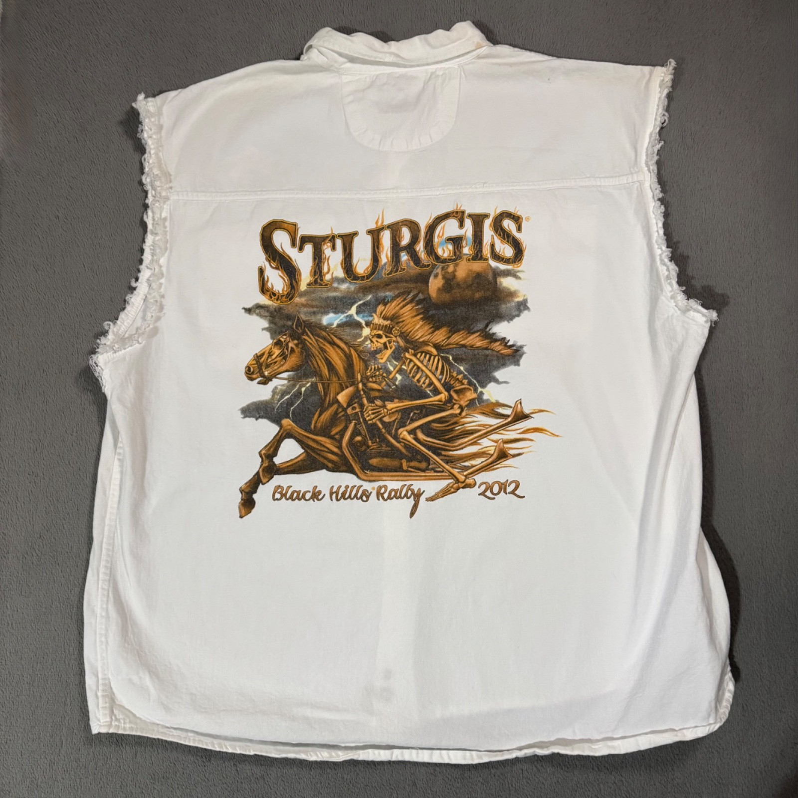 Sturgis Motorcycles Black Hills Rally Vtg 3D Skeleton Horse Tank Top T Shirt 5XL
