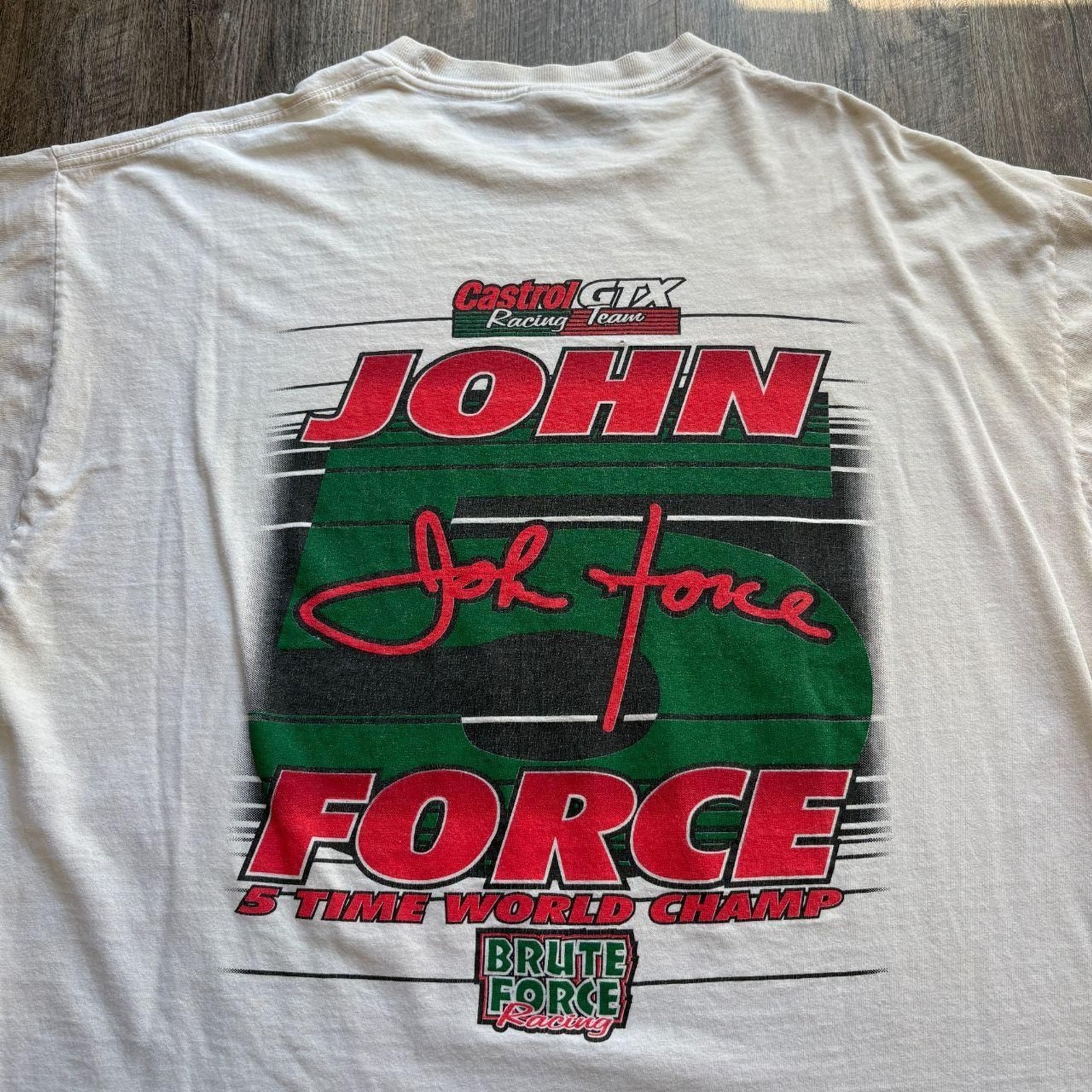 Vintage 1996 White NHRA John Force “Fear The Force” Racing Tee