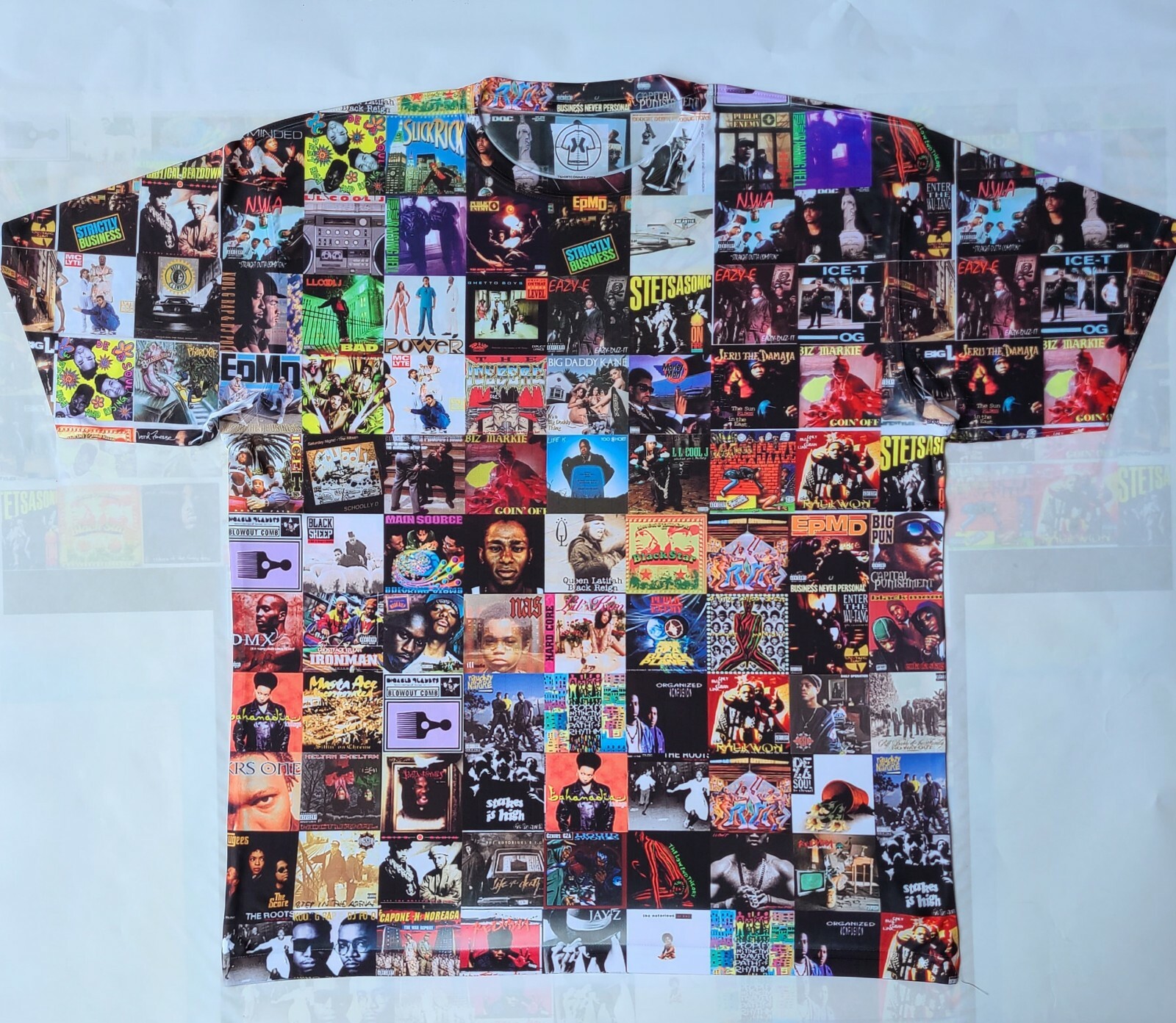 80s / 90s Hip Hop CD collage sublimated Tshirt rap music