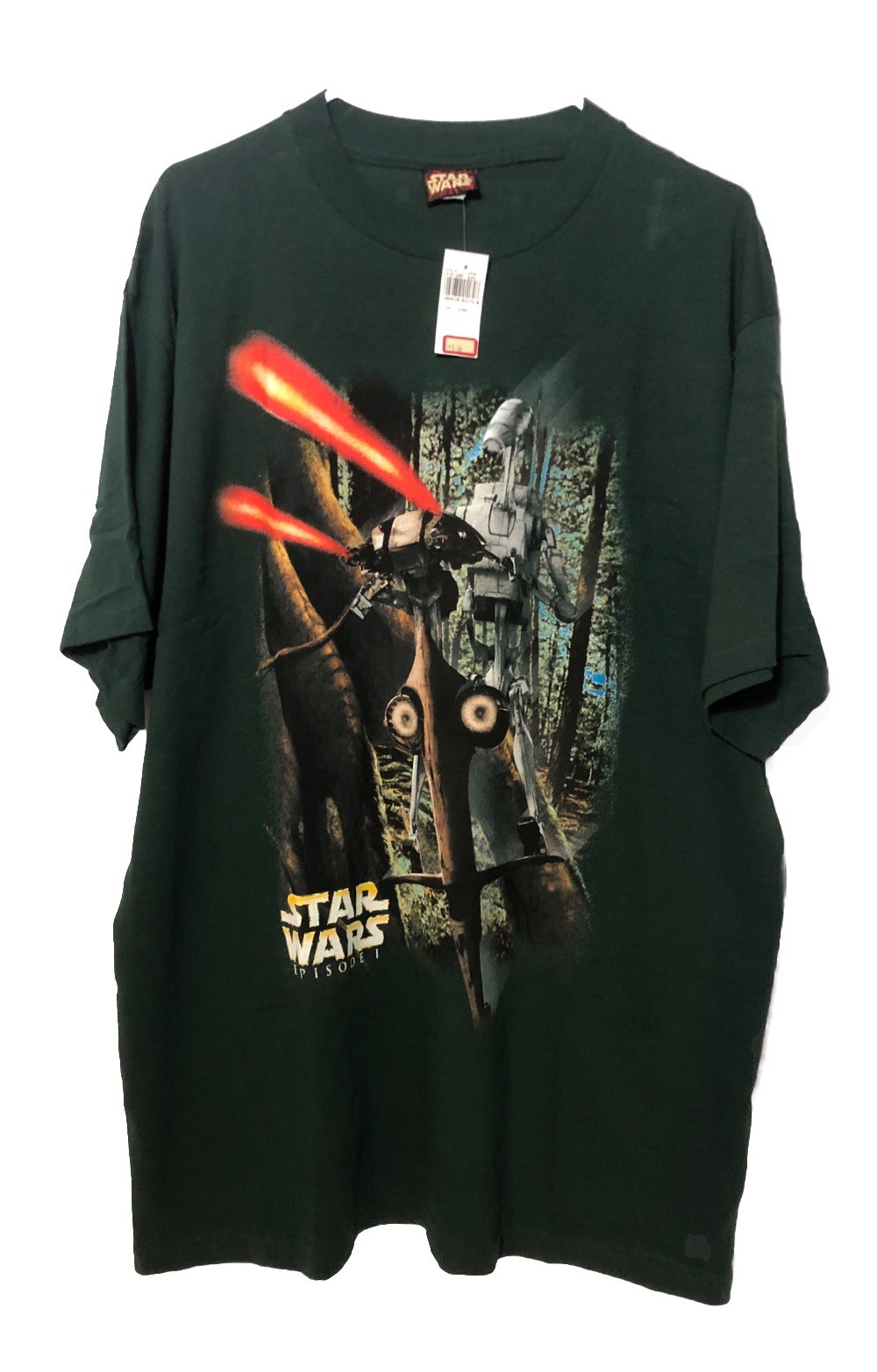 Vintage 1999 NWT! Star Wars Episode I Battle Droid STAP T-Shirt-Sz XL Dark Green