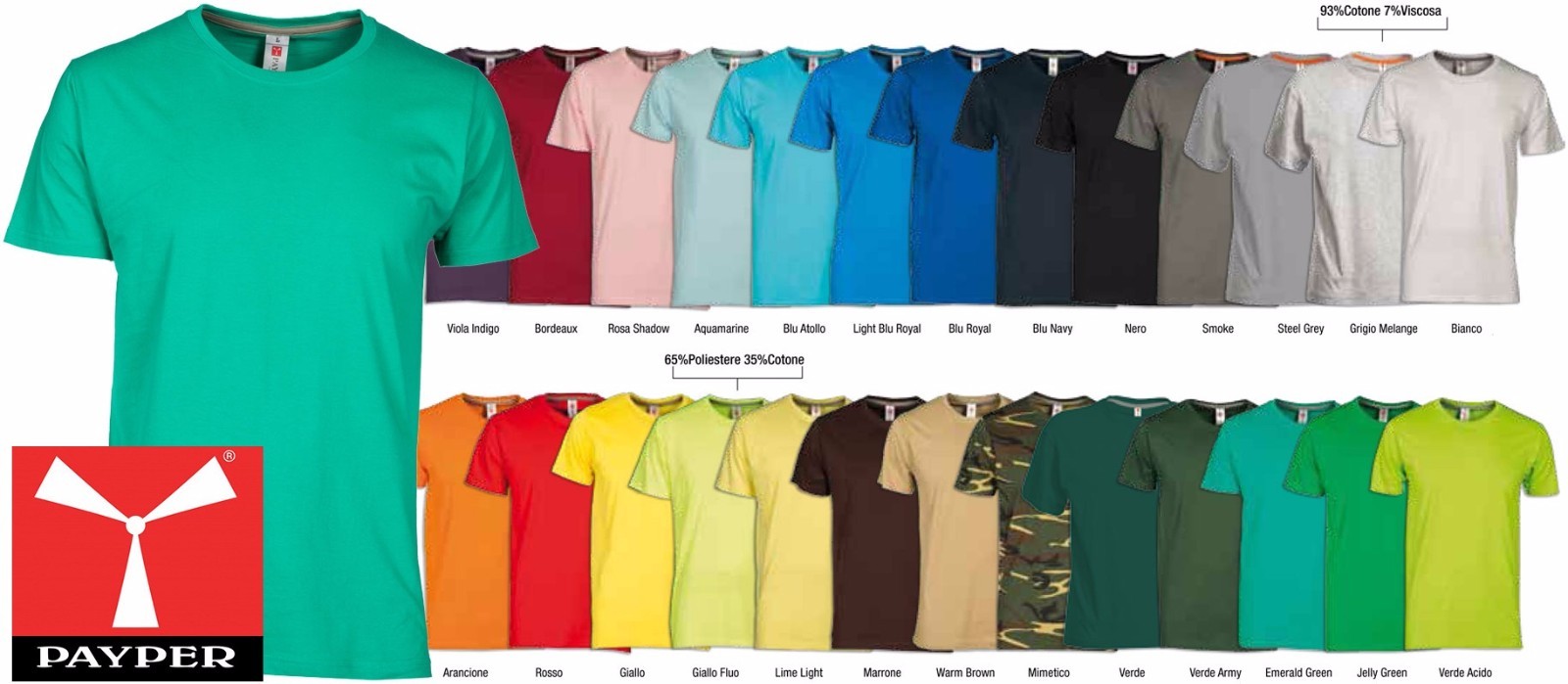 PAYPER SUNSET T-Shirt Maglia Uomo Manica Corta 100% Cotone Maglietta Girocollo