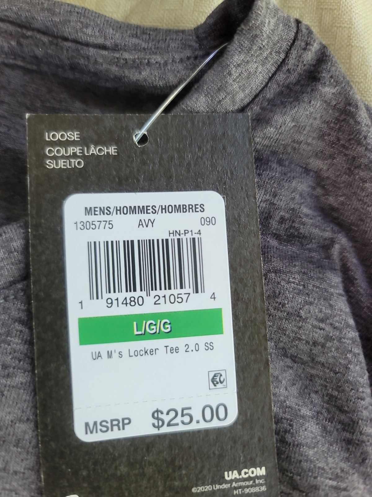 NWT DARK GRAY LARGE Under Armour Men’s Locker 2.0 Short Sleeve Athletic Tee