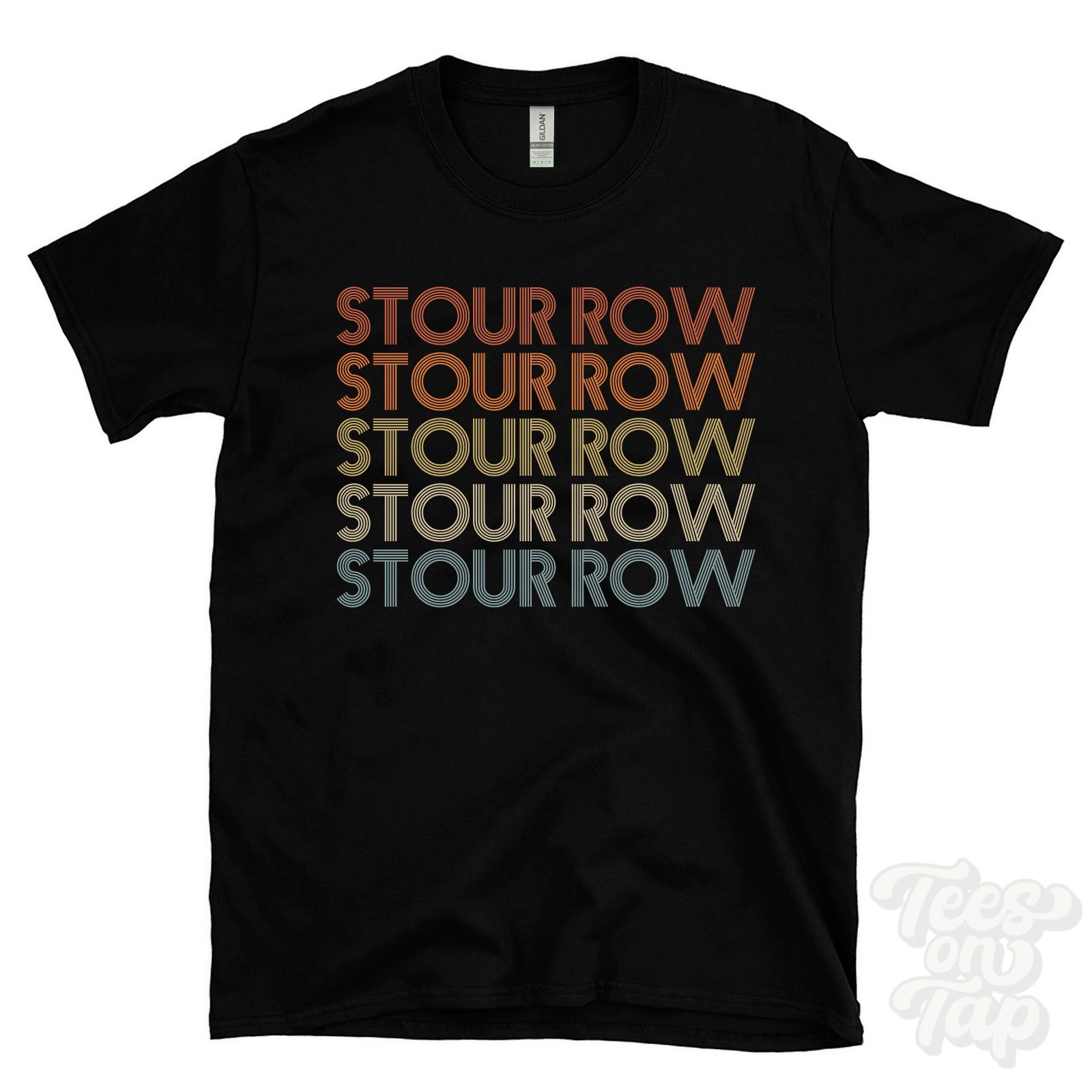 STOUR ROW REPEATED RETRO STYLE T-SHIRT mens & womens uk place name gift