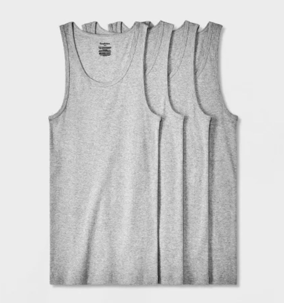 Men’s Tank Top – Goodfellow & Co Heathered Gray Size S 34/36 4 Pack Seam-free